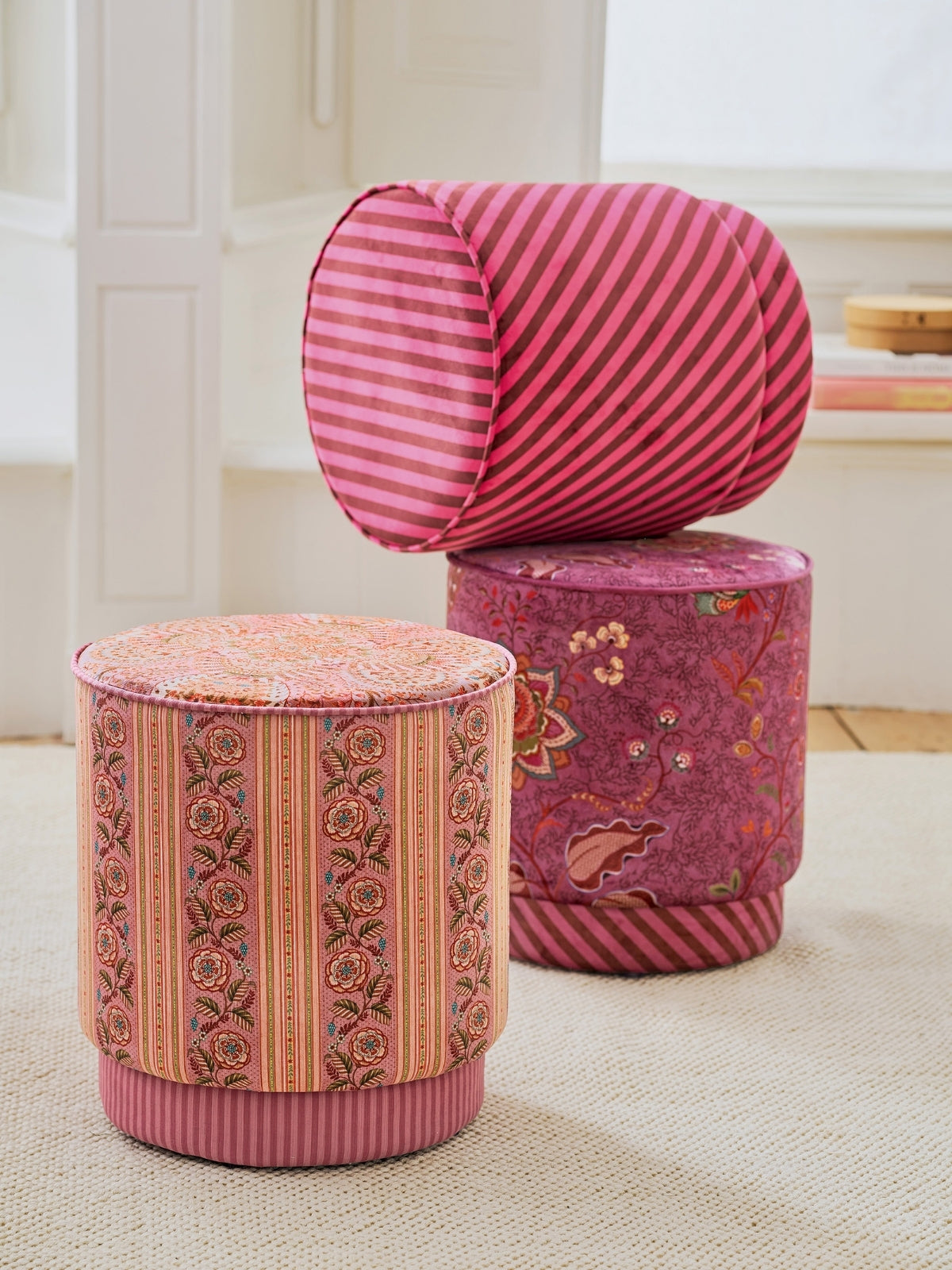 PIP STUDIO Mumbai Morning Hocker pink 40x45cm - Produktbild 5