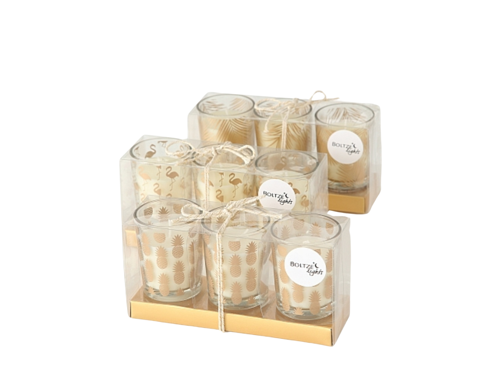 Boltze Kerzentopf sortiert gold 6 cm 3tlg Freisteller