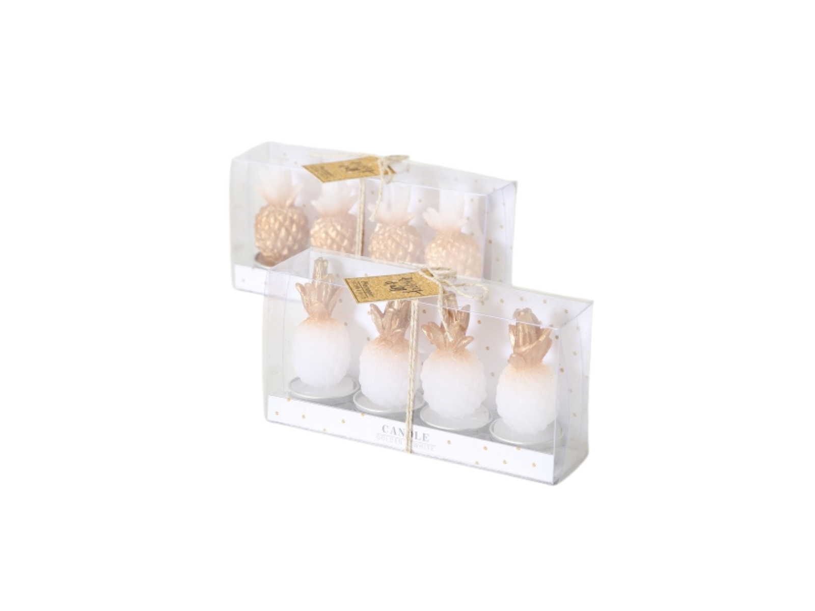 Boltze Ananas Teelichtkerze gold 8,5 cm 4tlg ( Stück ) Freisteller