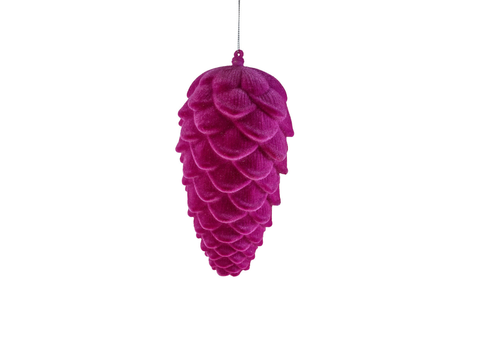 Werner Voß Hänger Tannenzapfen magenta beflockt 20cm Freisteller
