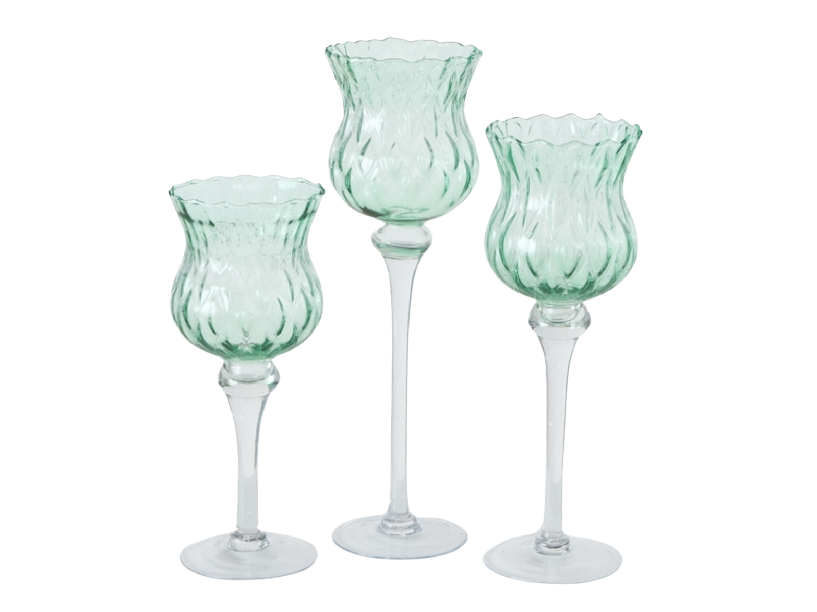 Boltze Manou Windlicht grün 30 - 40 cm (Set3) Freisteller