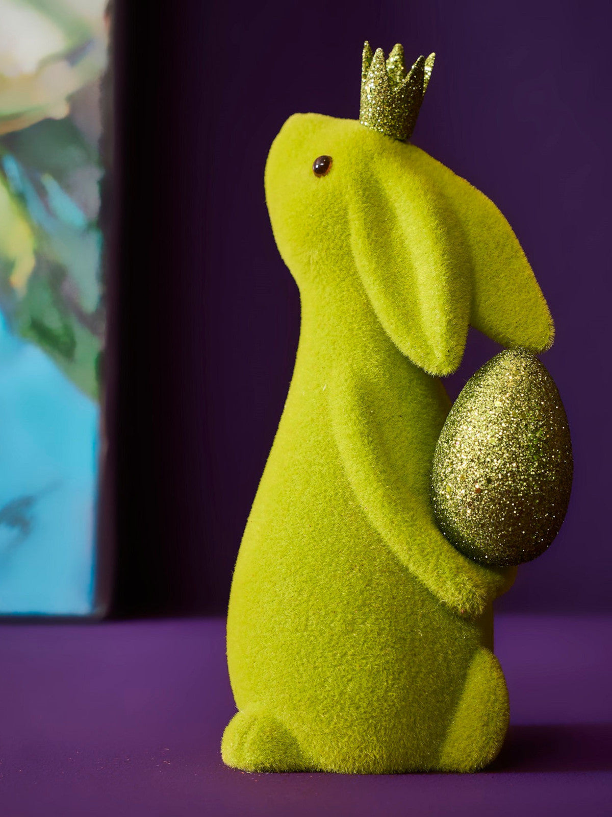 Werner Voß Hase mit Ei beflockt grün 18cm - Produktbild 2