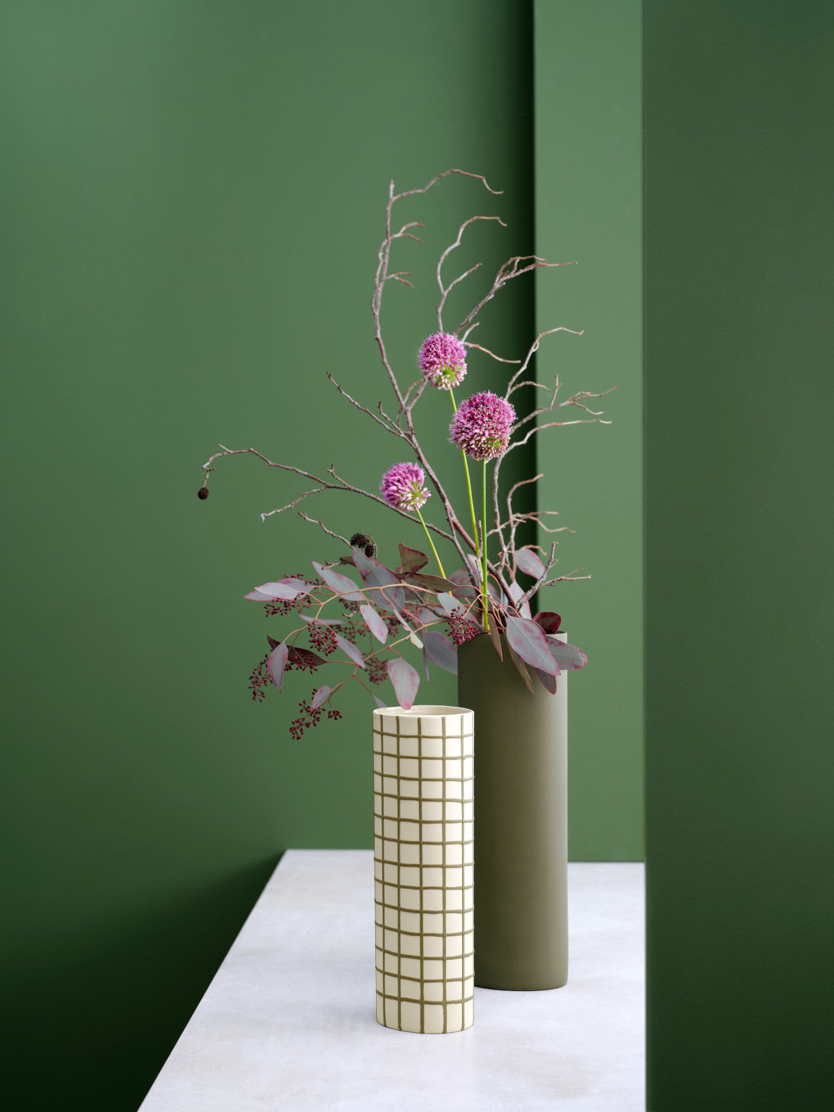 ASA lines and square Vase olive squares 25cm Lifestyle 1