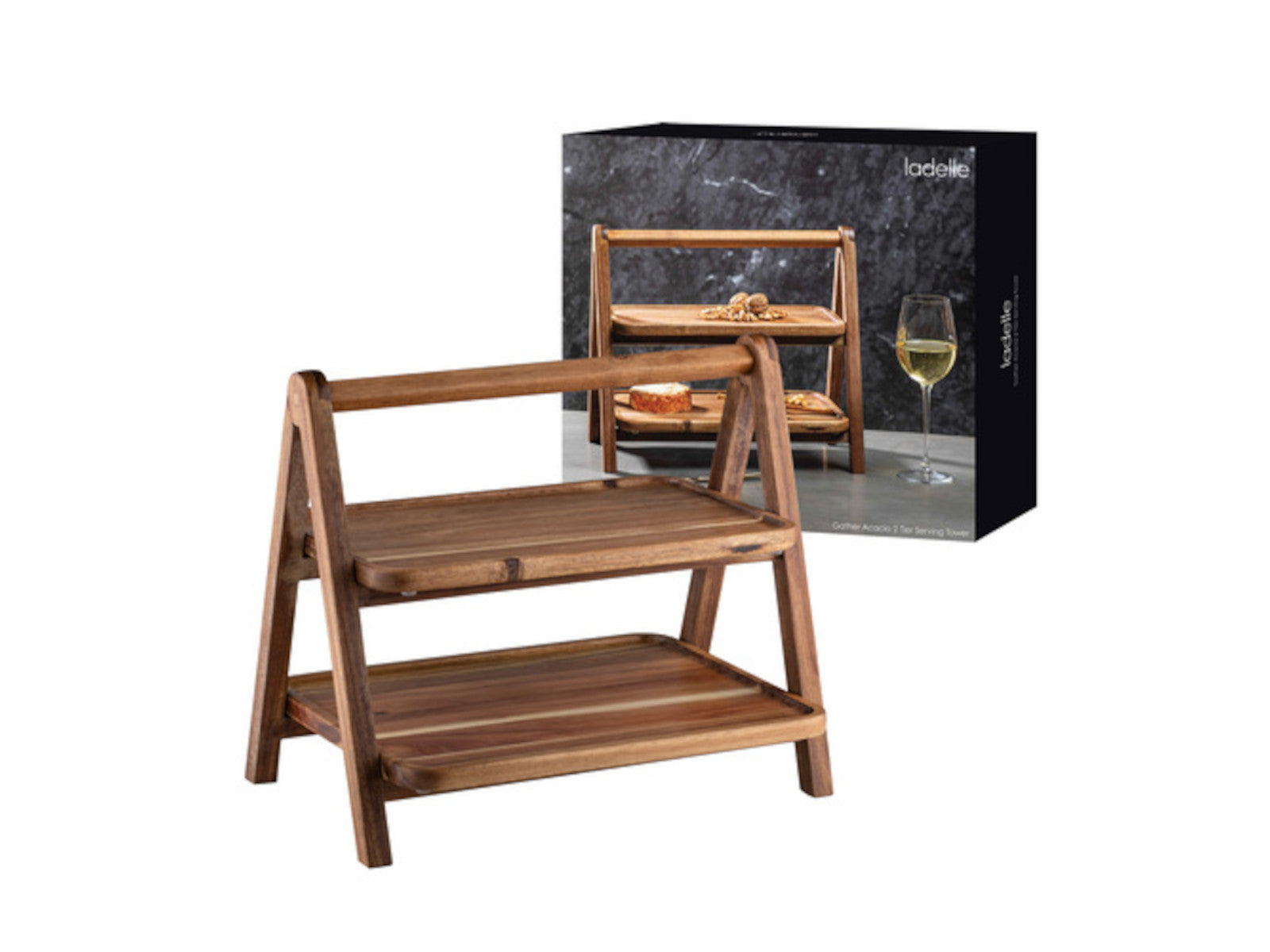 ladelle GATHER Servierturm akazie 2-etagig Freisteller 