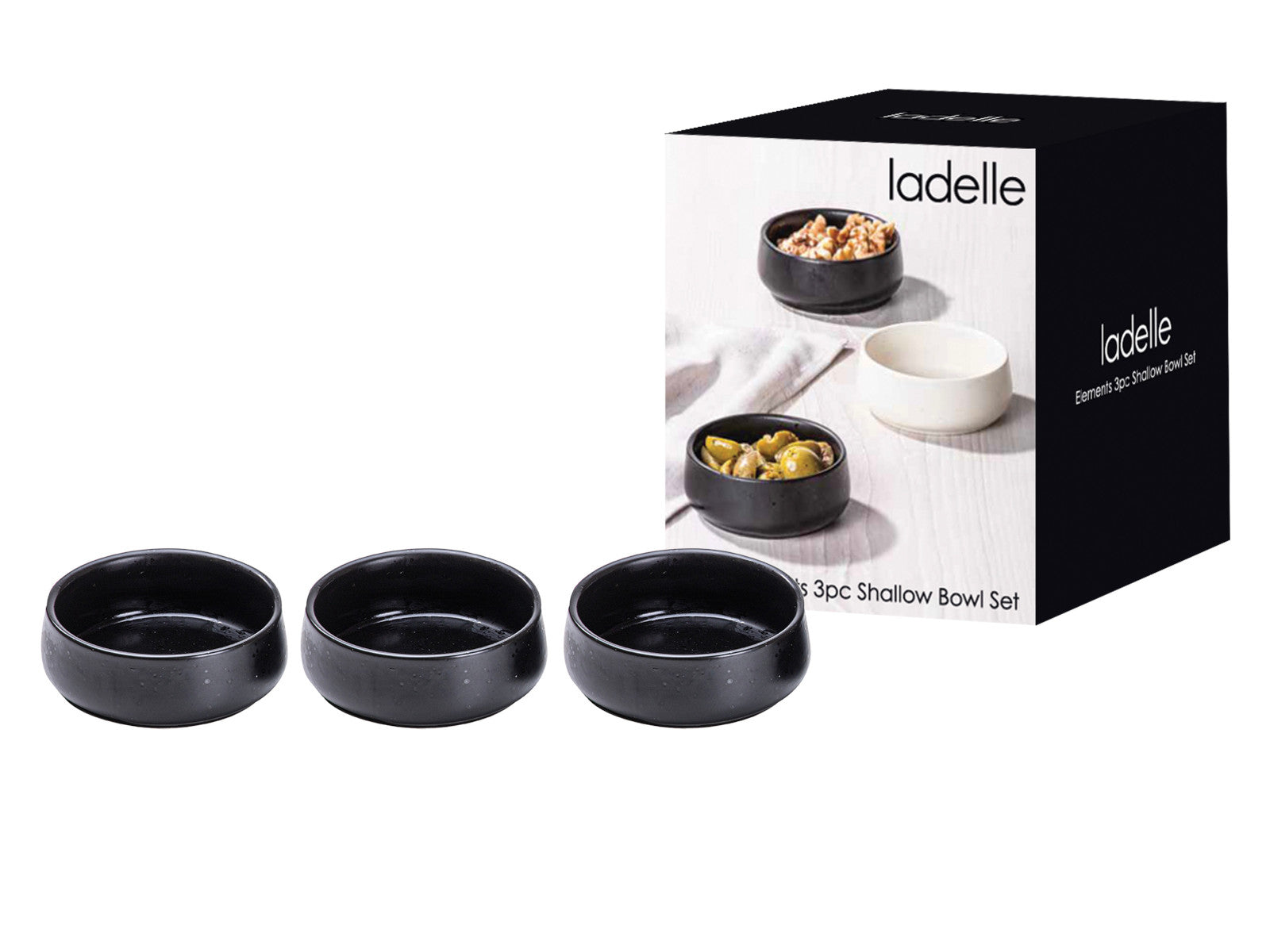 Ladelle ELEMENTS Schalenset flach onyx Set3 Freisteller2