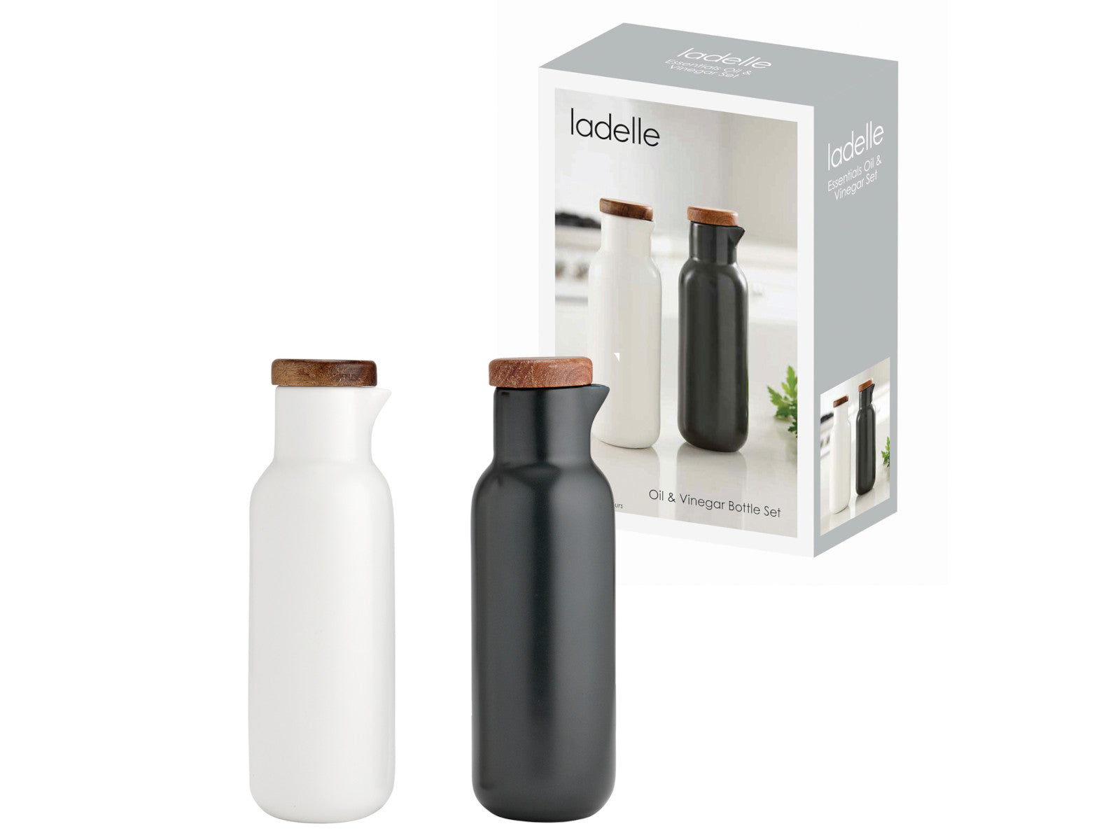 ladelle ESSENTIALS Essig- & Öl-Set weiss/anthrazit 2tlg Freisteller 2