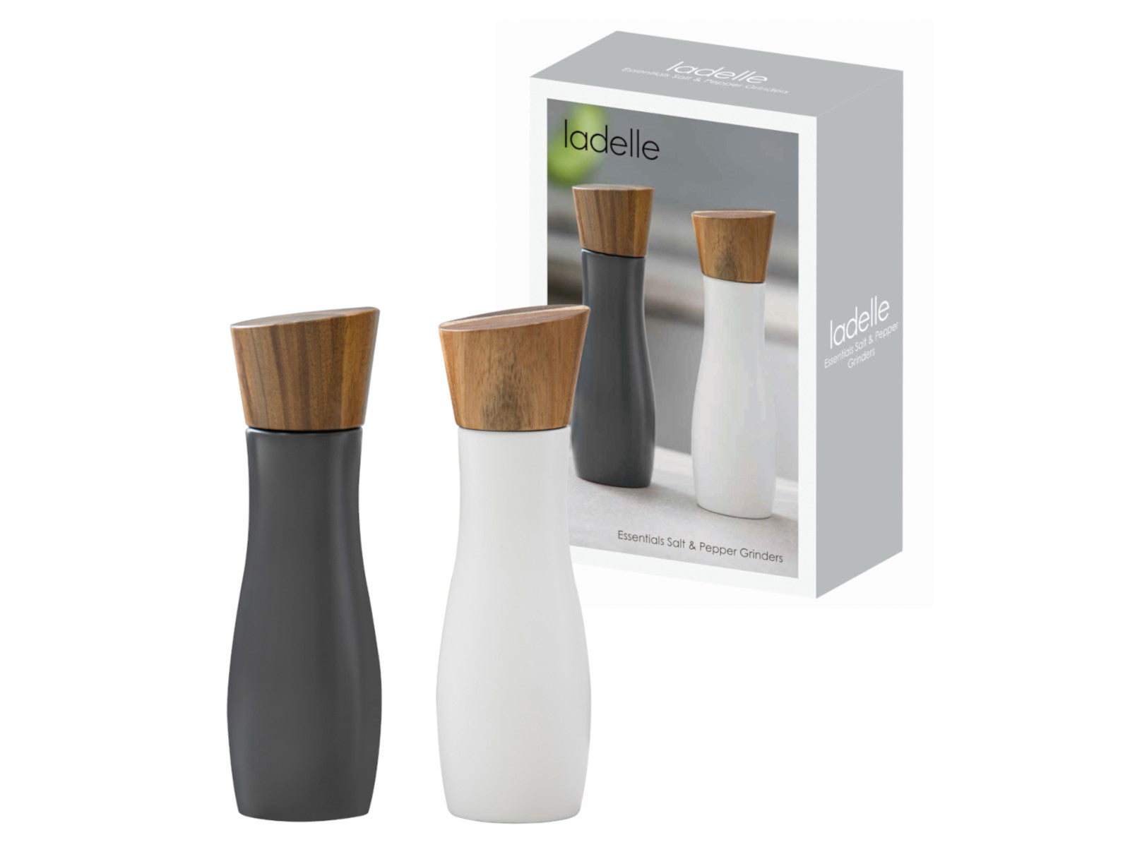 ladelle ESSENTIALS Salz&Pfeffermühle weiß/anthrazit 19,5cm 2tlg Freisteller 2