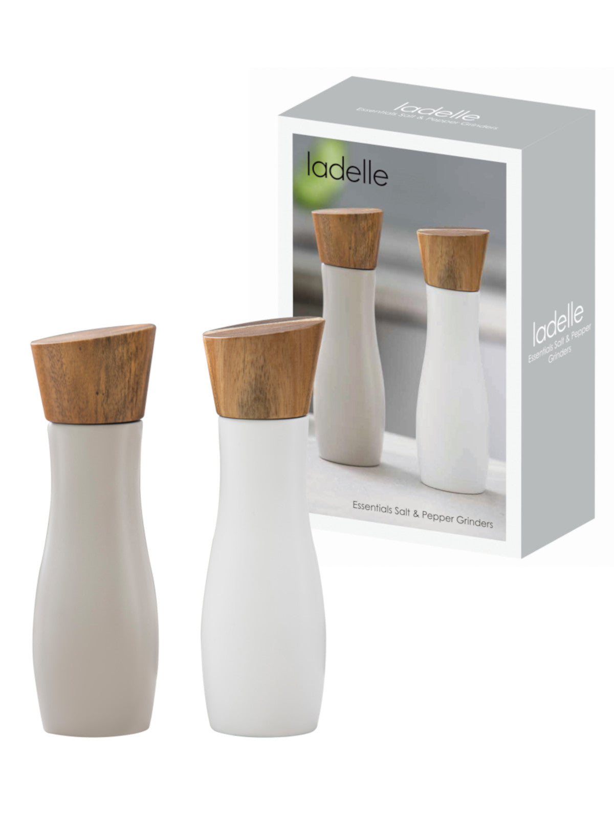 ladelle ESSENTIALS Salz&Pfeffermühle weiß/steingrau 19,5cm 2tlg Freisteller 3