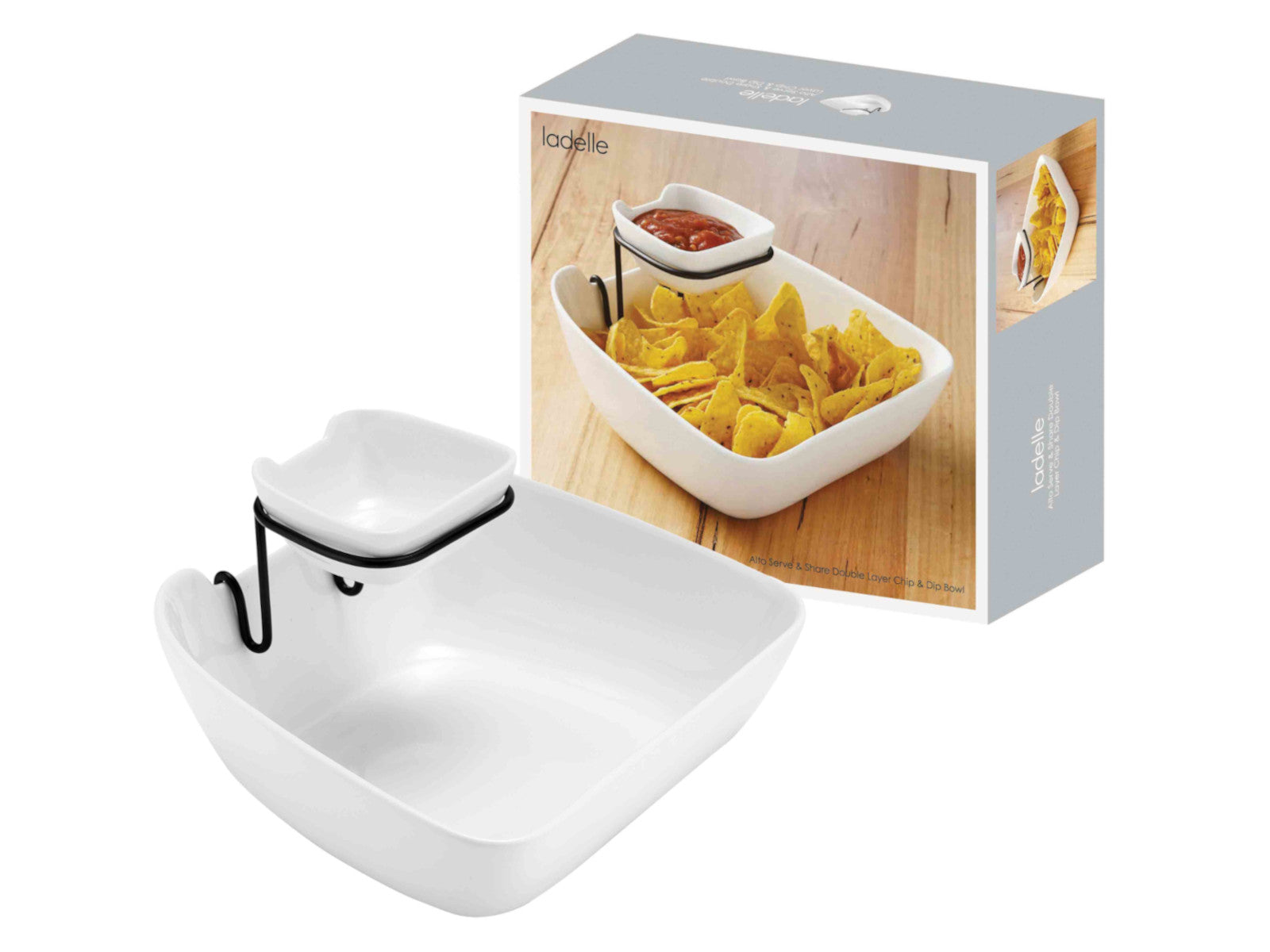 ladelle Alto Serve & Share Chip&Dip Schale doppellagig weiß 25,5cm Freisteller 2