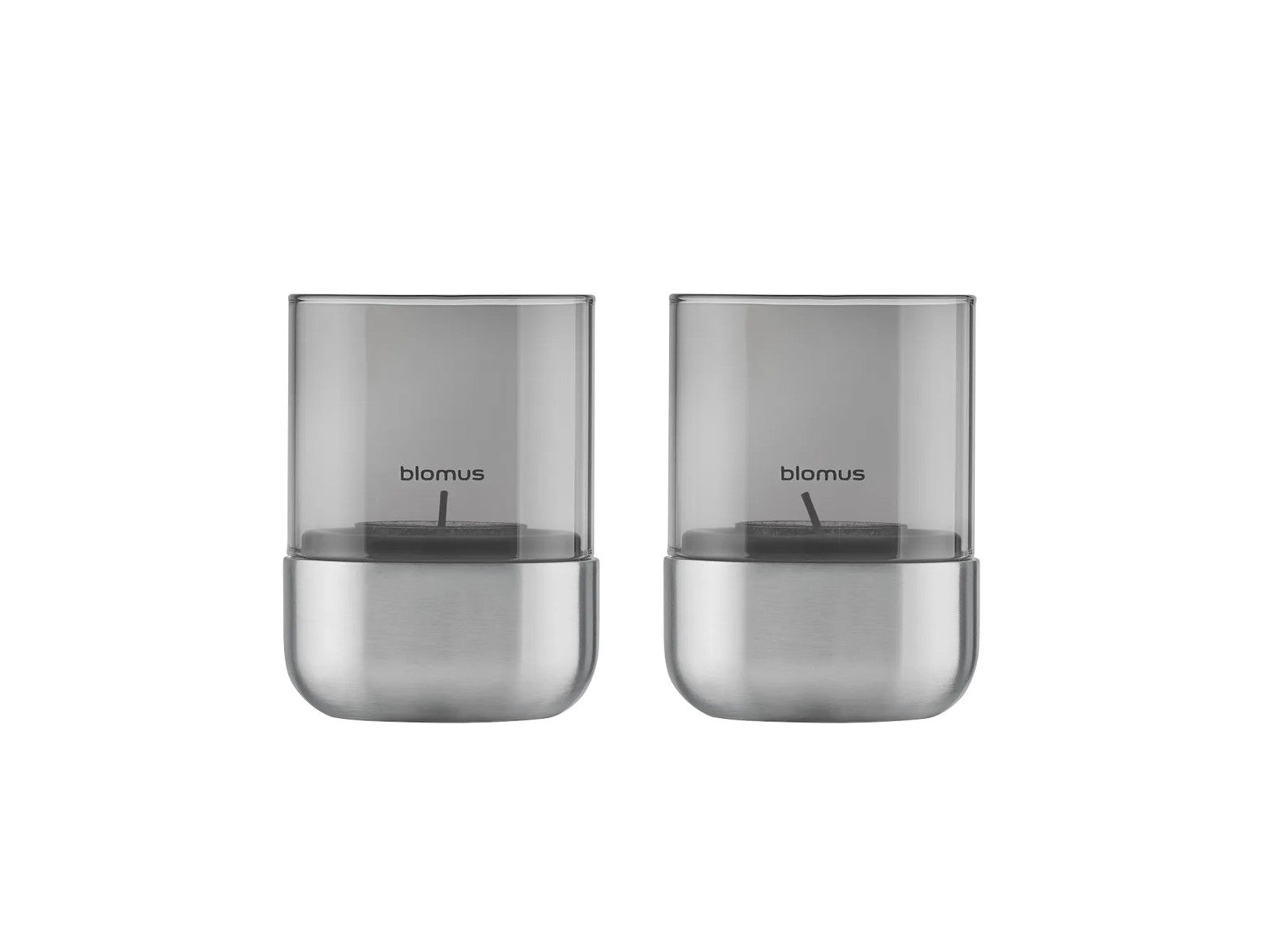 Blomus CALMA Laterne stainless steel matt glass smoke 2er Set XS 9,5cm Freisteller 2