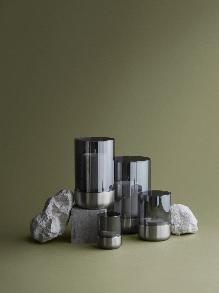 Blomus CALMA Laterne stainless steel matt glass smoke L 22,5cm Lifestyle 2
