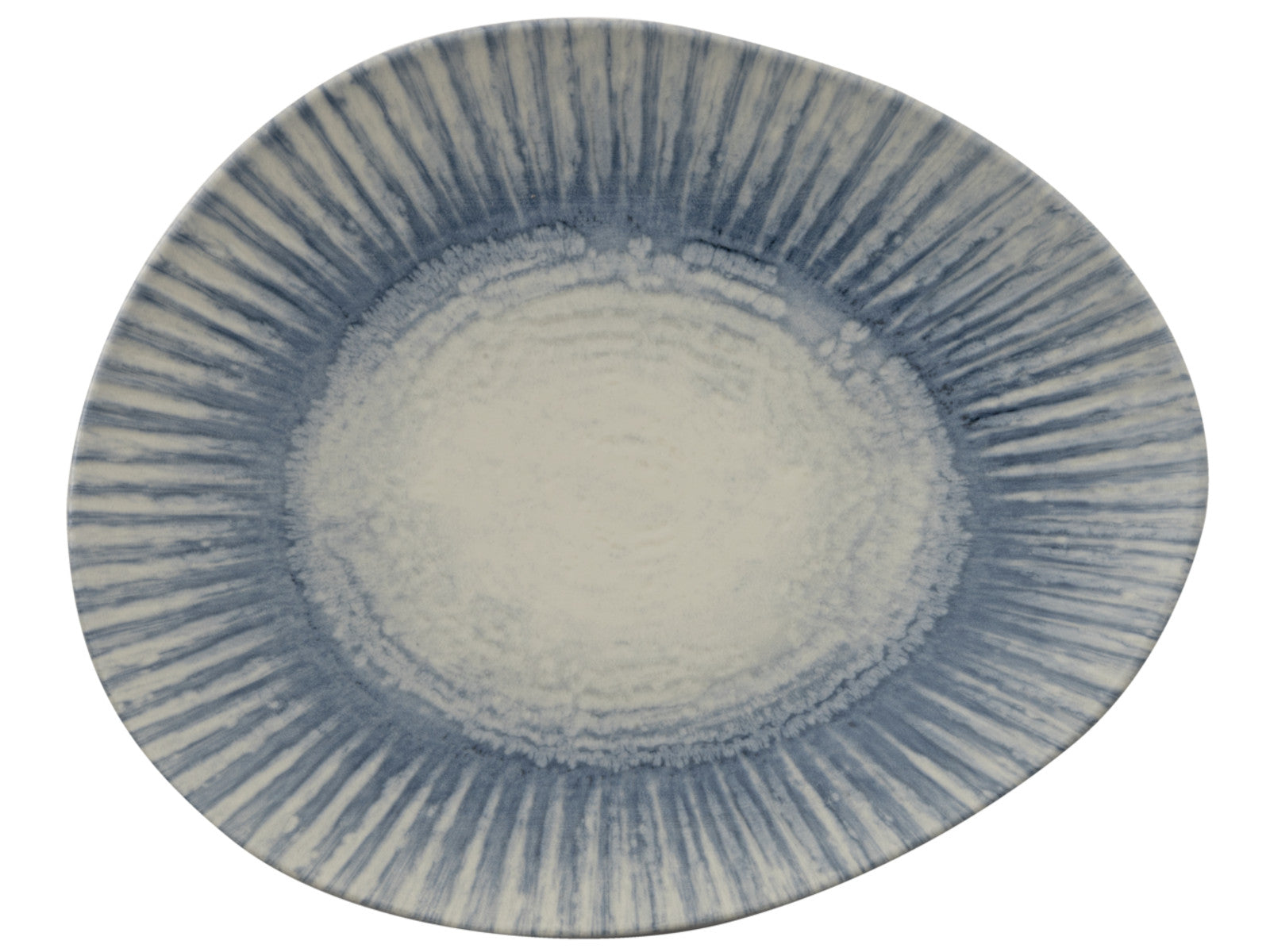 Rosenthal Arthur Krupp Stoneware Sunlight Blue Teller flach oval 31x26cm Freisteller 1