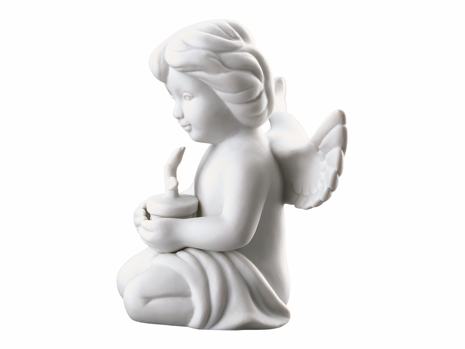 Rosenthal Engel mittel weiss matt mit Blumentopf 10cm Freisteller3