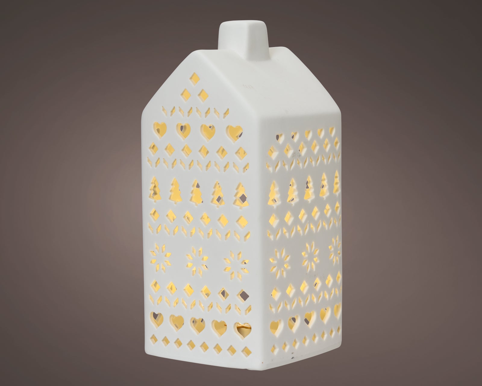 Lumineo LED Haus Porzellan weiß 11x11x22,8cm