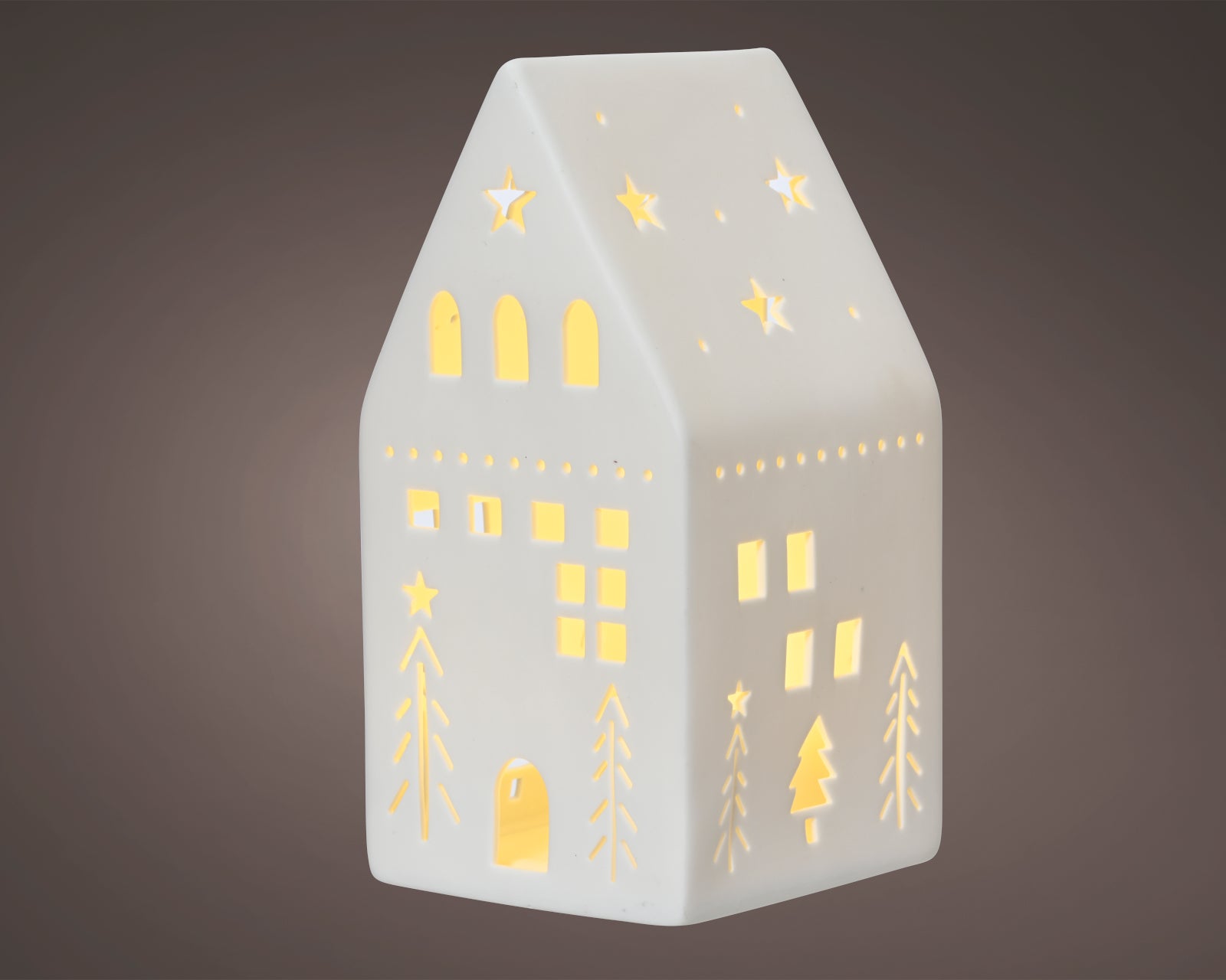 Lumineo LED Haus Porzellan weiß 9,7x9,5x18,8cm