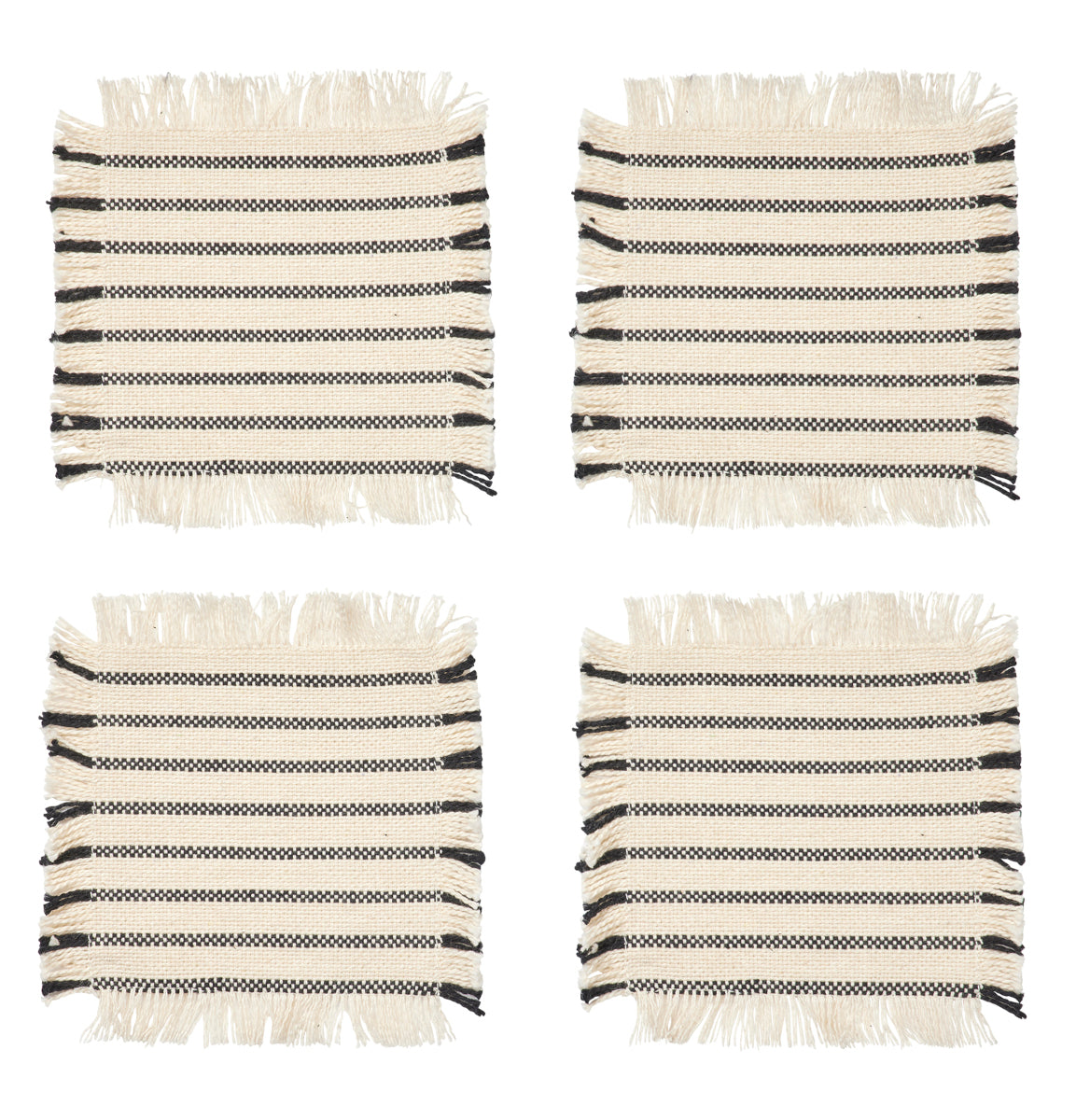 Broste Copenhagen Elouise Untersetzer off white/black 10x10cm Set4 Freisteller