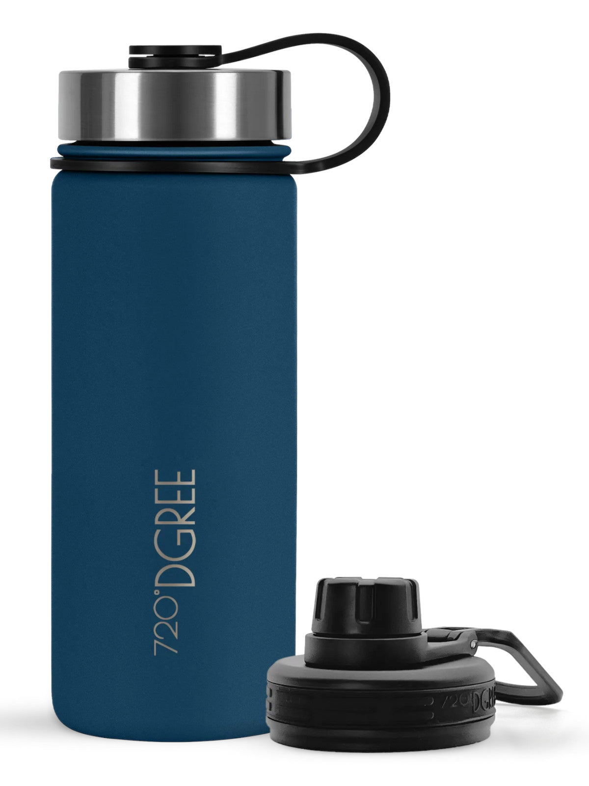 720°DGREE Isolier Trinkflasche noLimit Edelstahl mit Sportdeckel deep blue 0,5l Freisteller 1