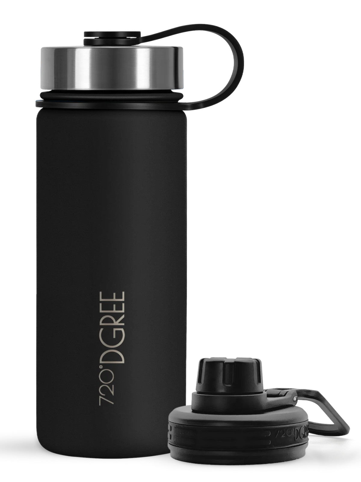 720°DGREE Isolier Trinkflasche noLimit Edelstahl mit Sportdeckel onyx black 0,5l Freisteller 1