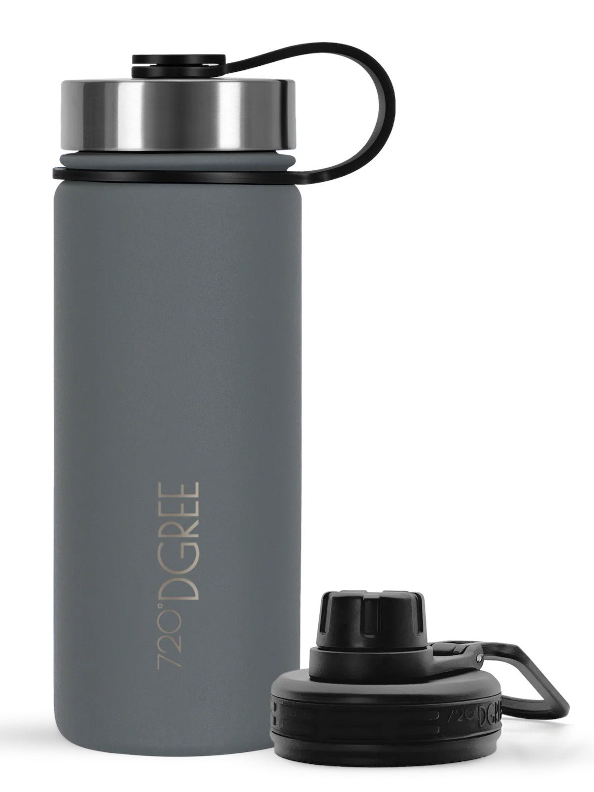 720°DGREE Isolier Trinkflasche noLimit Edelstahl mit Sportdeckel stone gray 0,5l Freisteller 1
