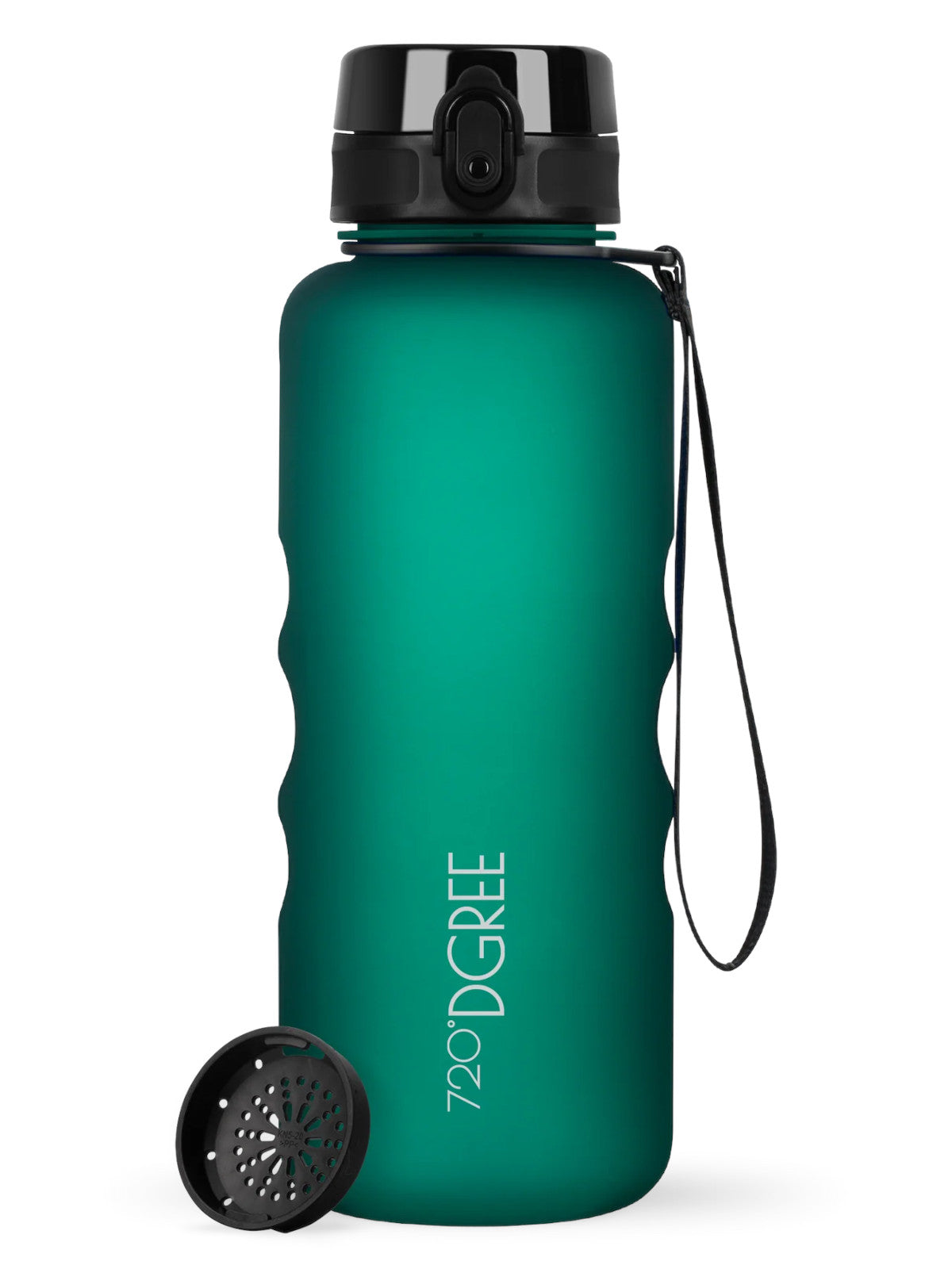 720°DGREE Trinkflasche uberBottle softTouch mit Sieb emerald green 1,5l Freisteller 1