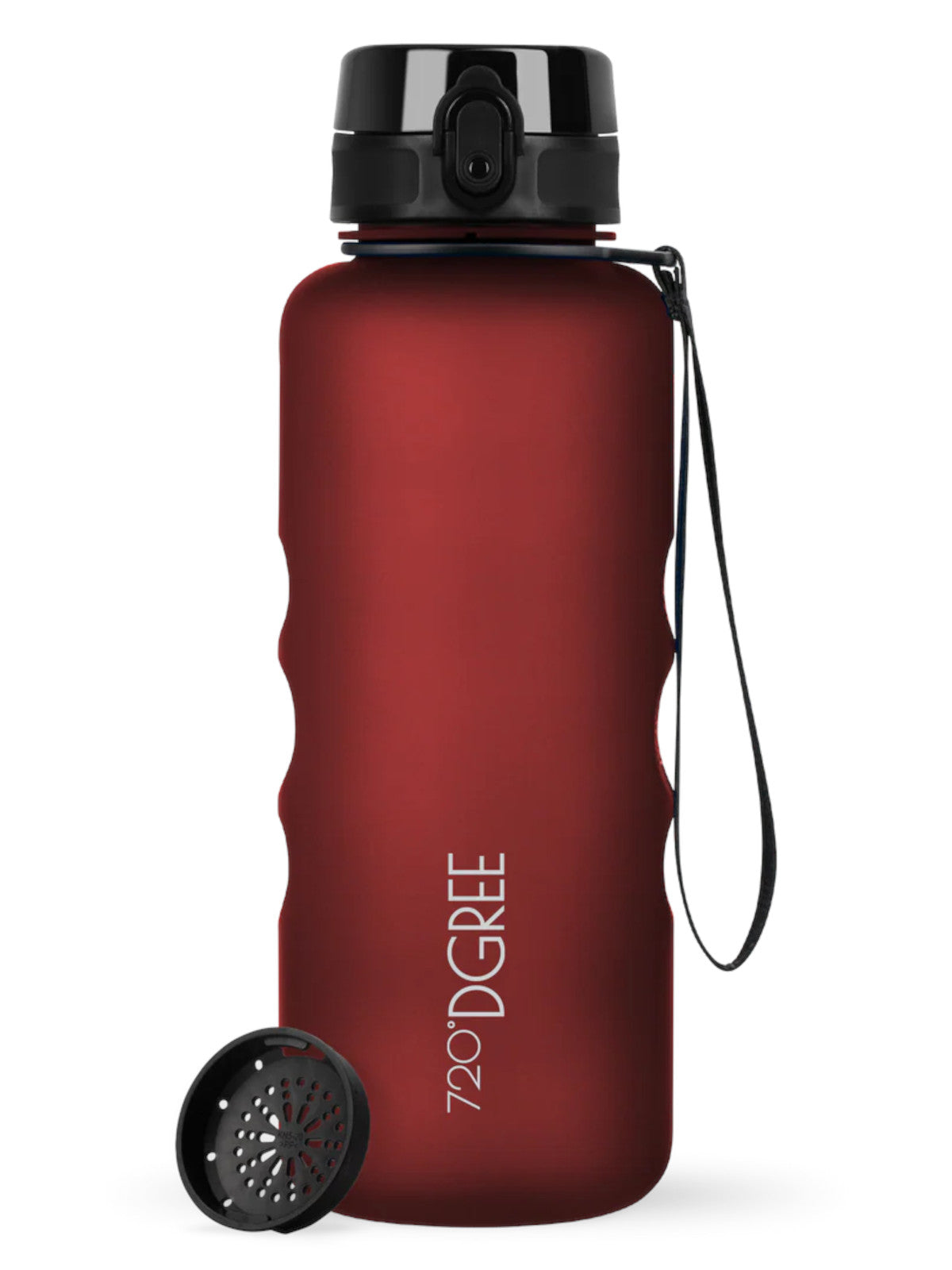 720°DGREE Trinkflasche uberBottle softTouch mit Sieb imperial red 1,5l Freisteller 1