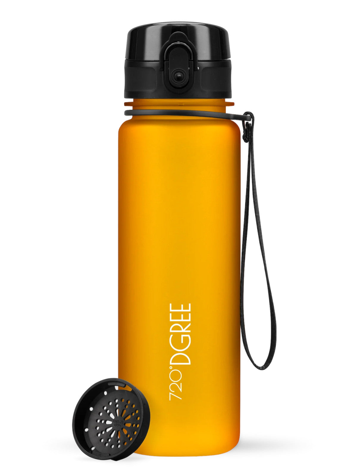 720°DGREE Trinkflasche uberBottle softTouch mit Sieb honey yellow 0,5l Freisteller 1