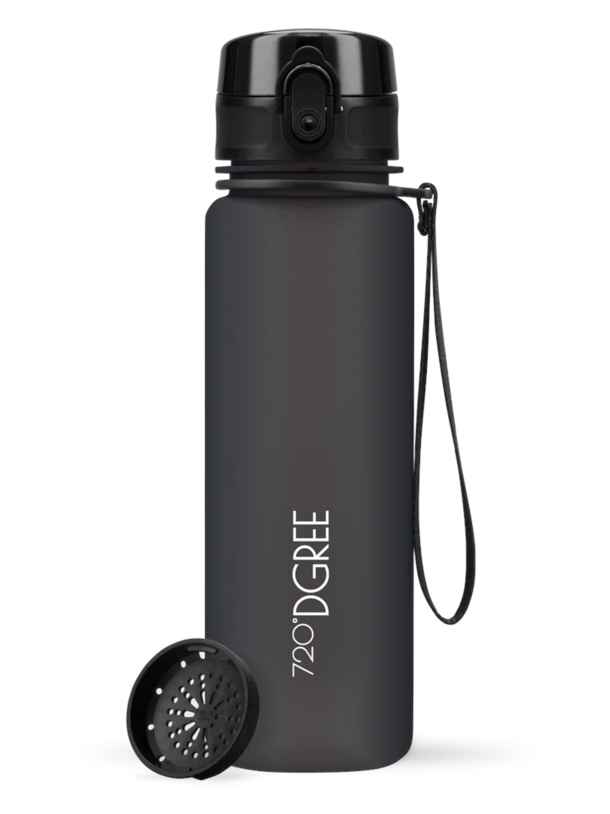 720°DGREE Trinkflasche uberBottle softTouch mit Sieb onyx black 0,5l Freisteller 1