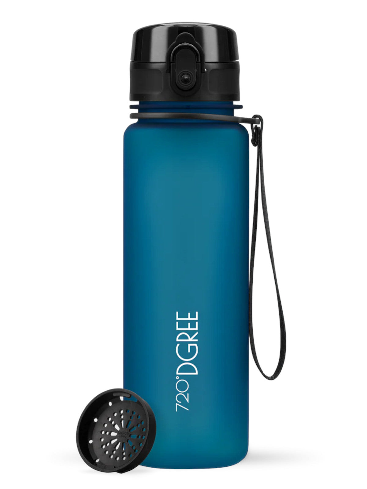 720°DGREE Trinkflasche uberBottle softTouch mit Sieb petrol blue 0,5l Freisteller 1