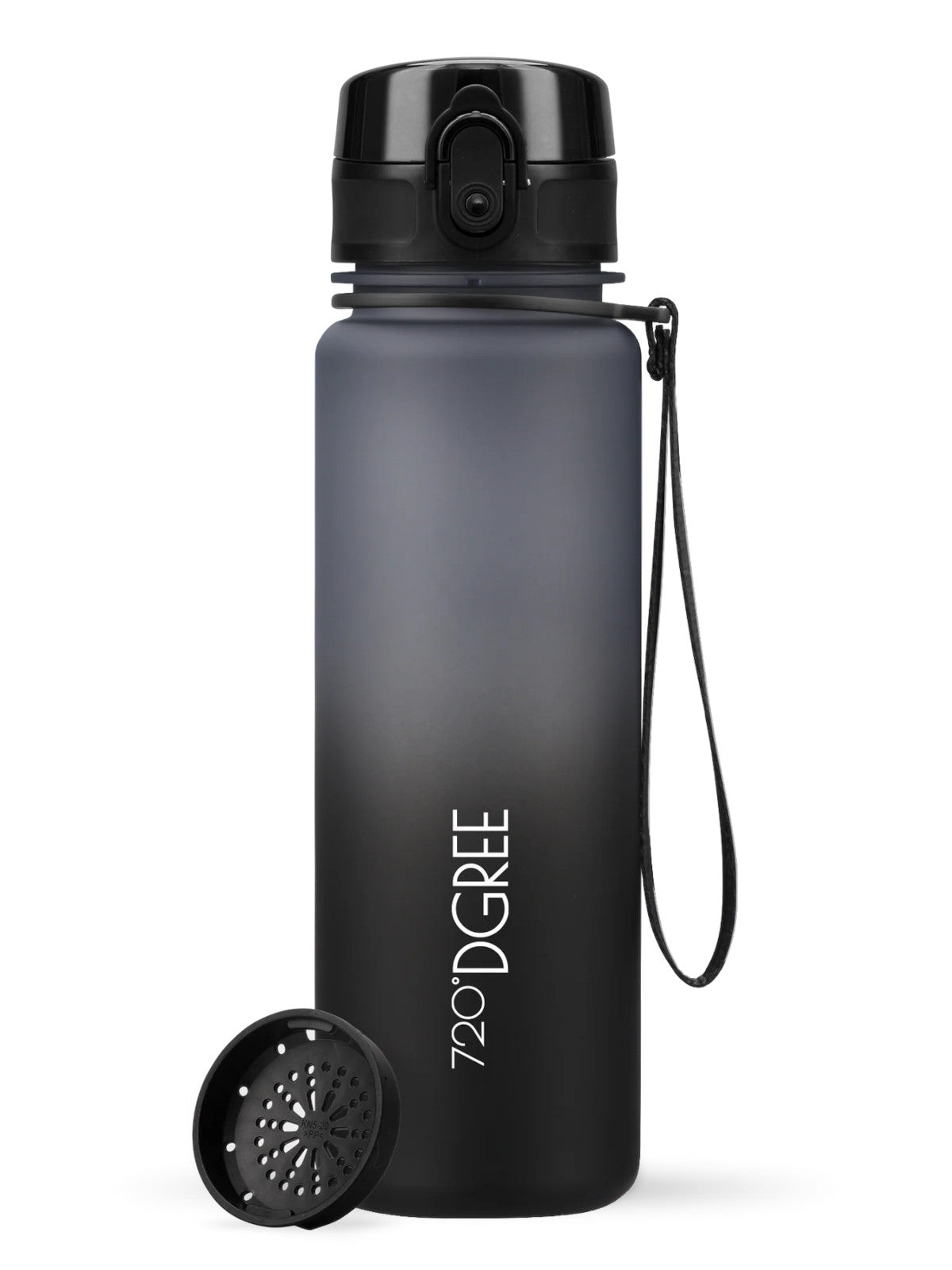 720°DGREE Trinkflasche uberBottle Multicolour softTouch mit Sieb stone gray/onyx black 0,5l Freisteller 1