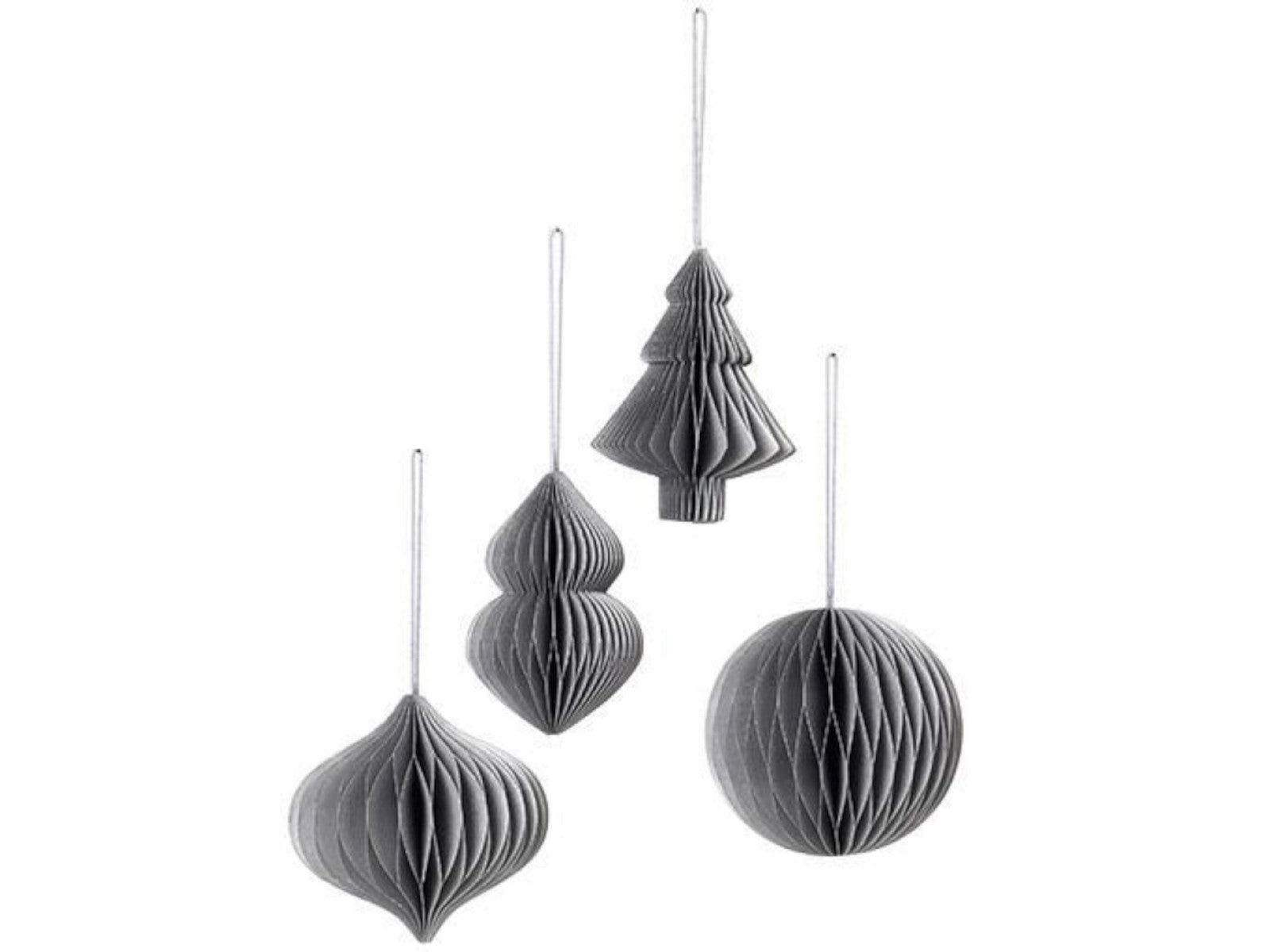 Broste Copenhagen CHRISTMAS MIX Papierhänger silver Set4 Freisteller 