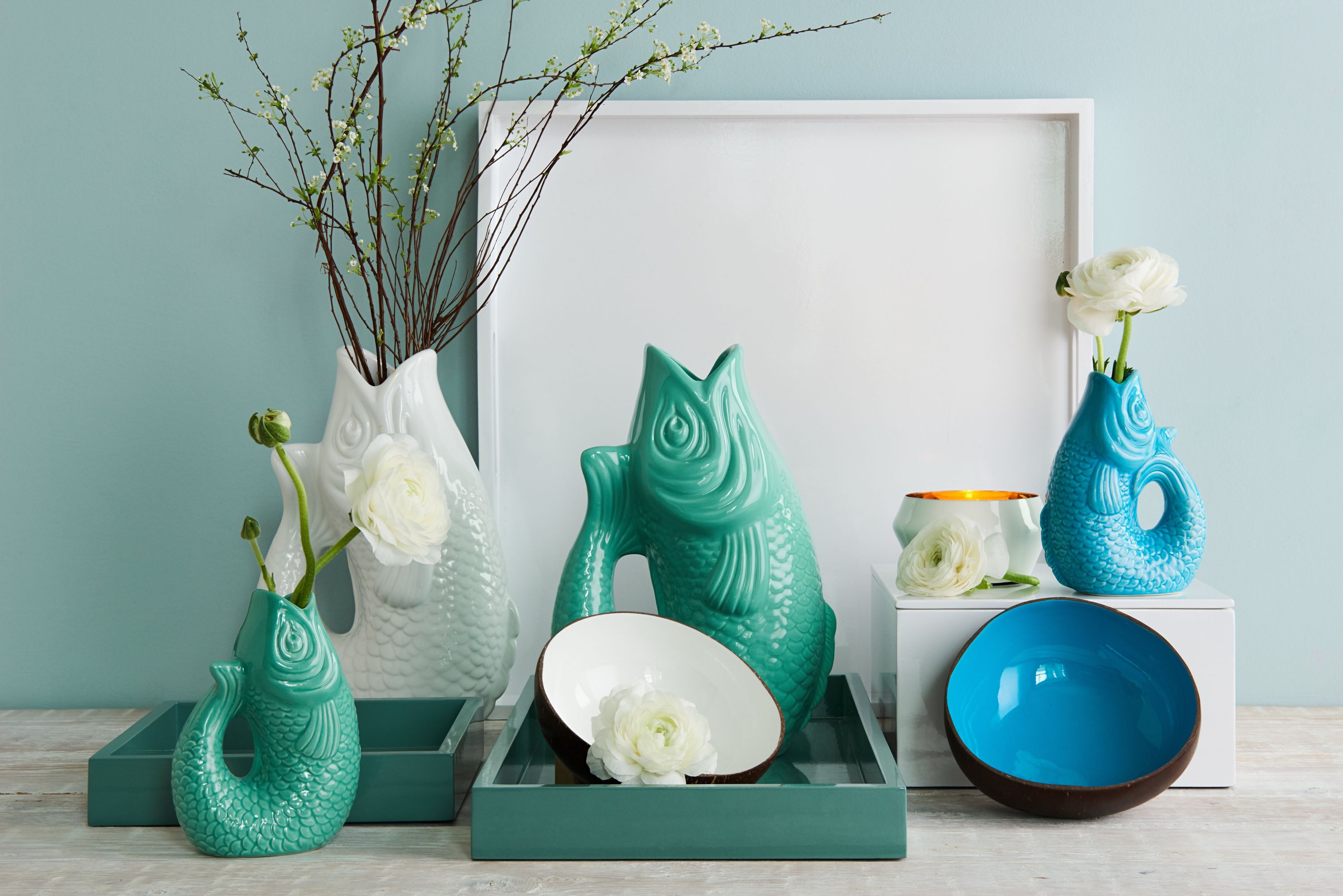 Giftcompany Monsieur Carafon Vase / Karaffe Fisch XS mint cream 0,2l - Produktbild 3