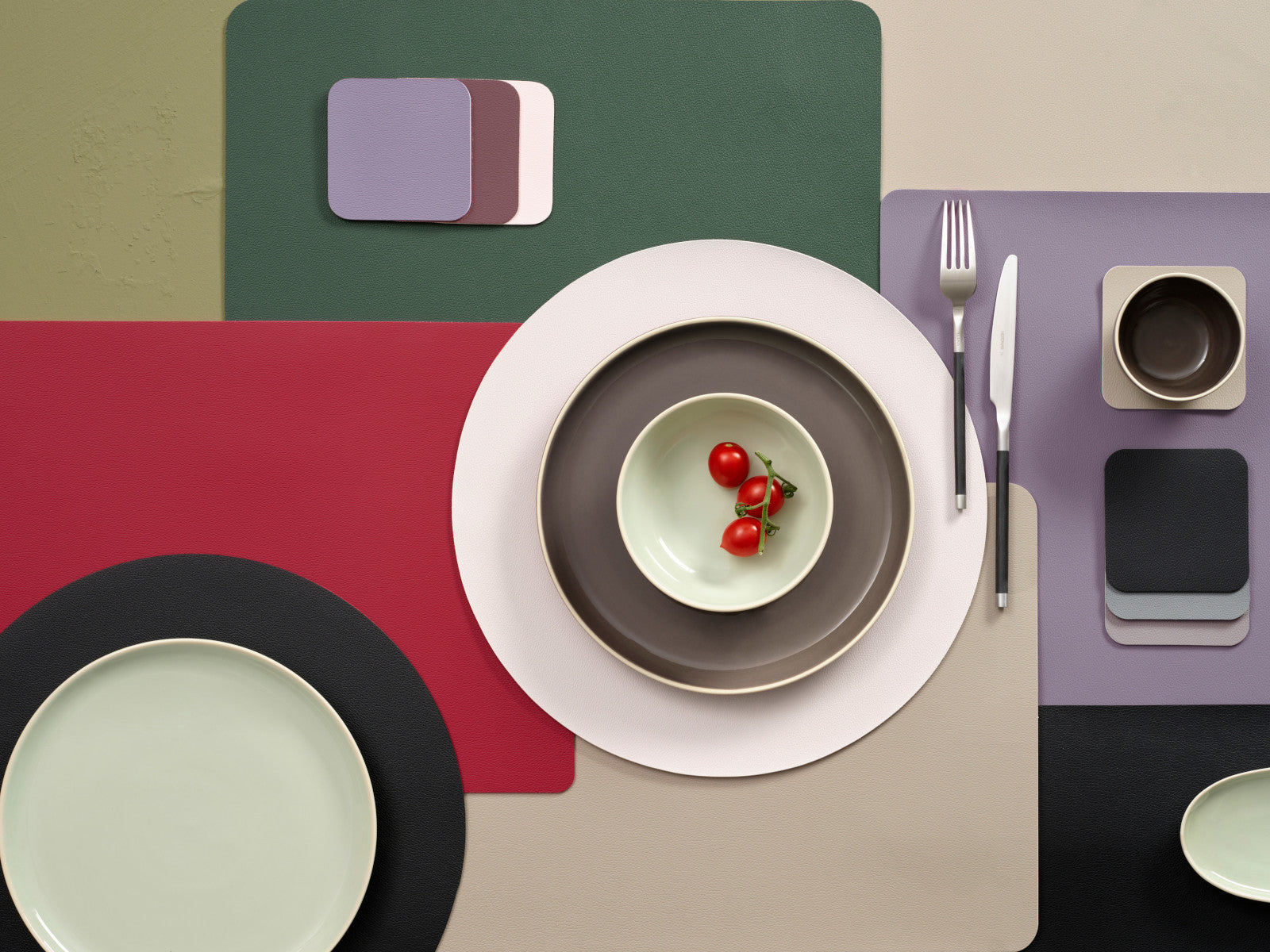 ASA leather optic Tischset rund rosepowder 38cm Lifestyle 1