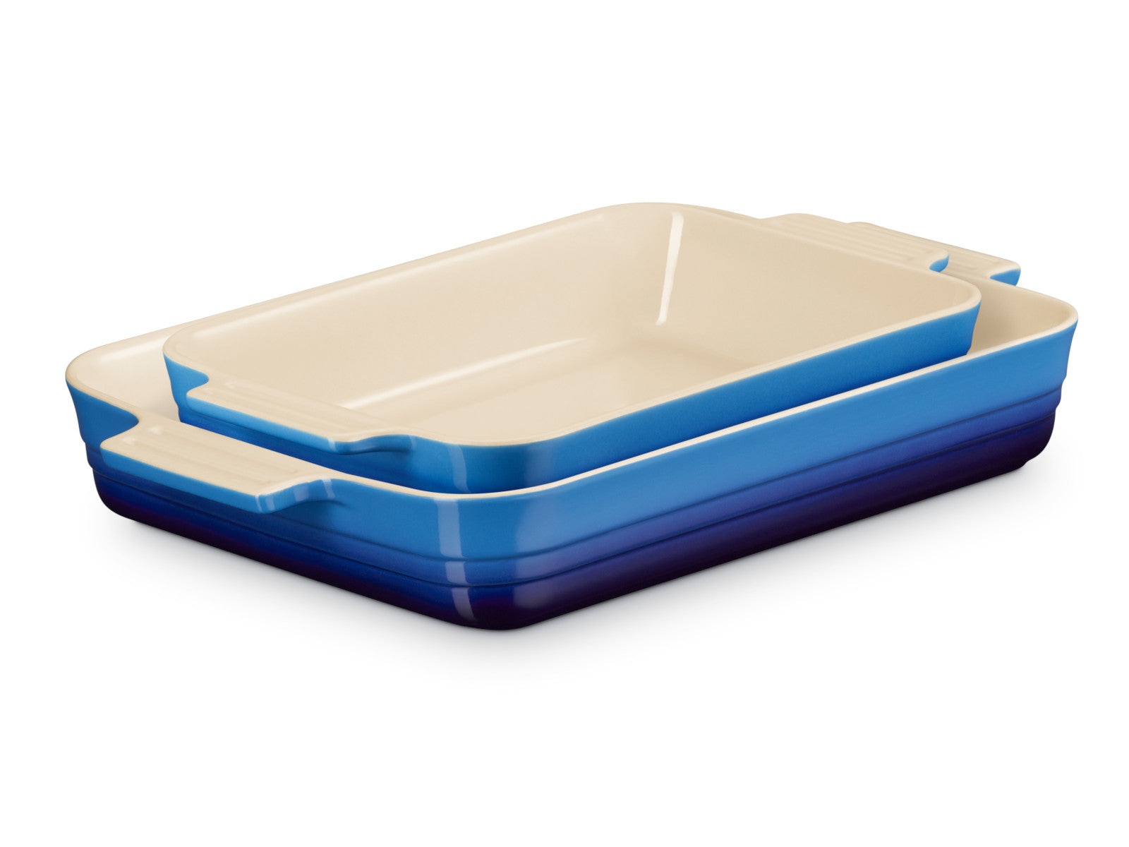Le Creuset Auflaufform Klassik rechteckig azure 25/32cm Set 2tlg Freisteller 2