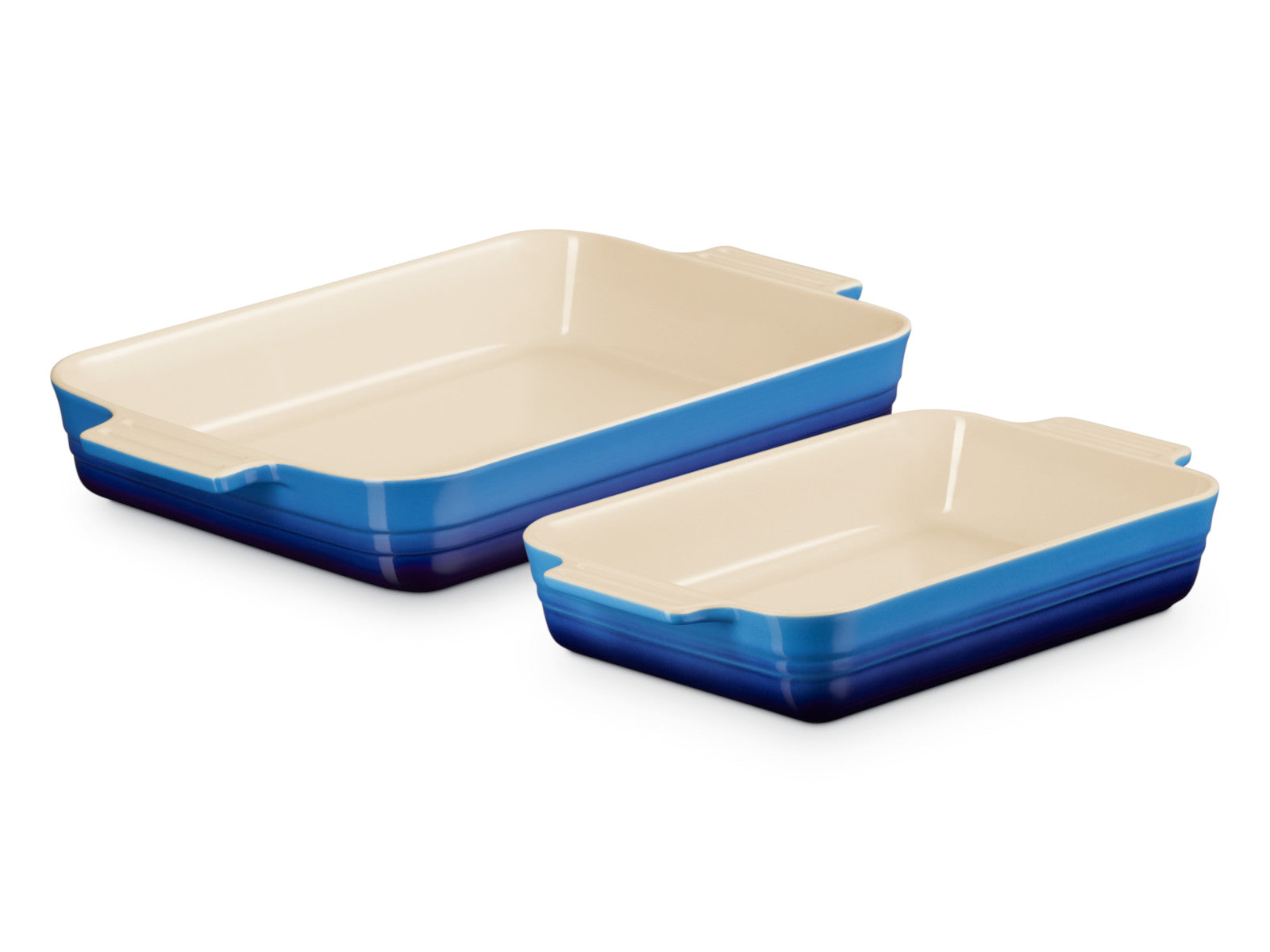 Le Creuset Auflaufform Klassik rechteckig azure 25/32cm Set 2tlg Freisteller 1