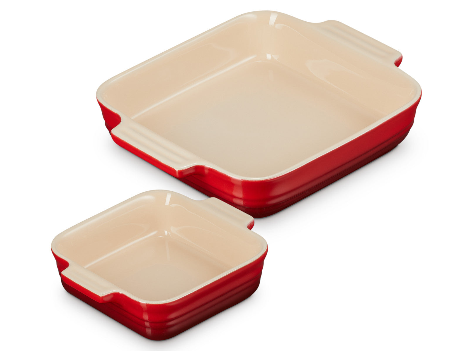 Le Creuset Auflaufform Klassik quadratisch kirschrot 14/23cm Set 2tlg Freisteller 1