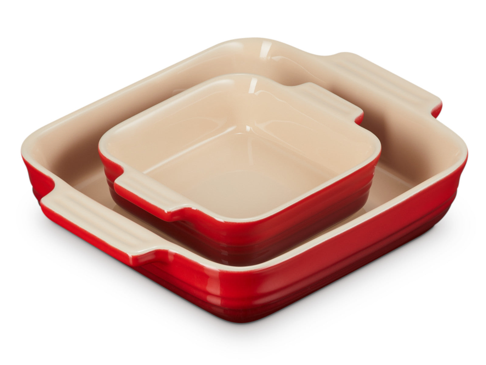 Le Creuset Auflaufform Klassik quadratisch kirschrot 14/23cm Set 2tlg Freisteller 2