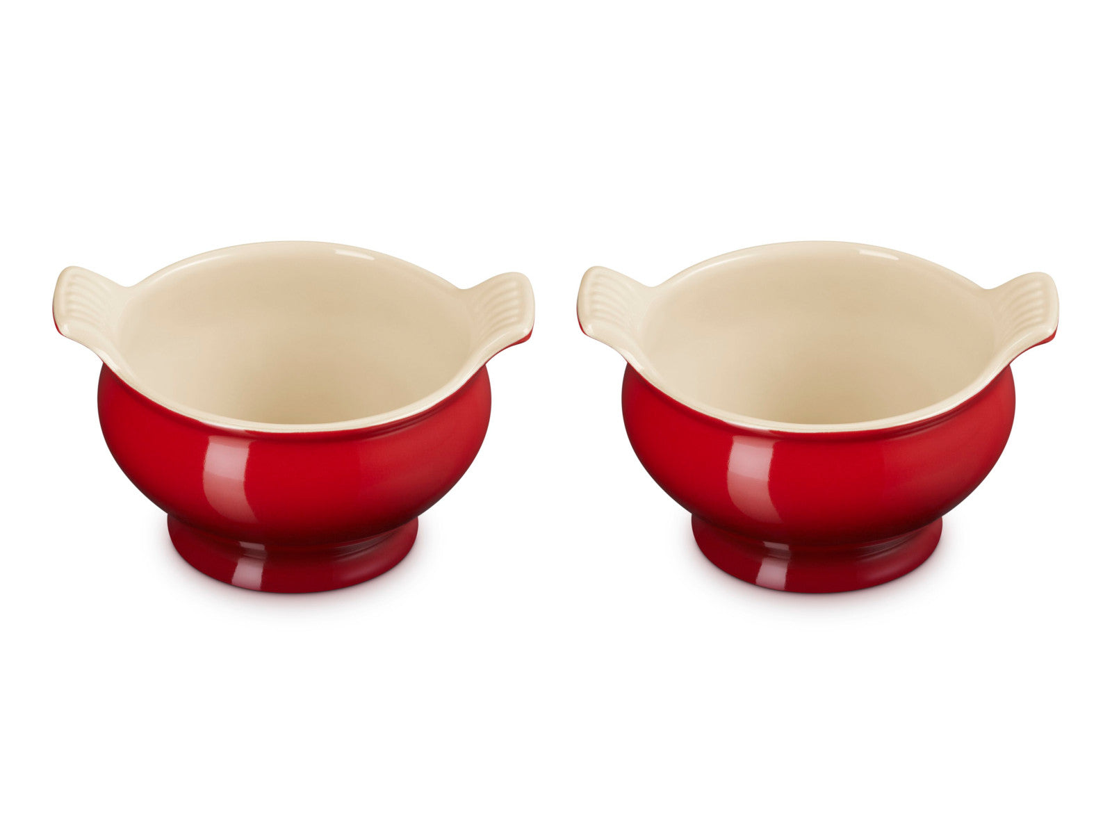 Le Creuset Suppenterrine Tradition kirschrot 0,6l 2er Set Freisteller 2