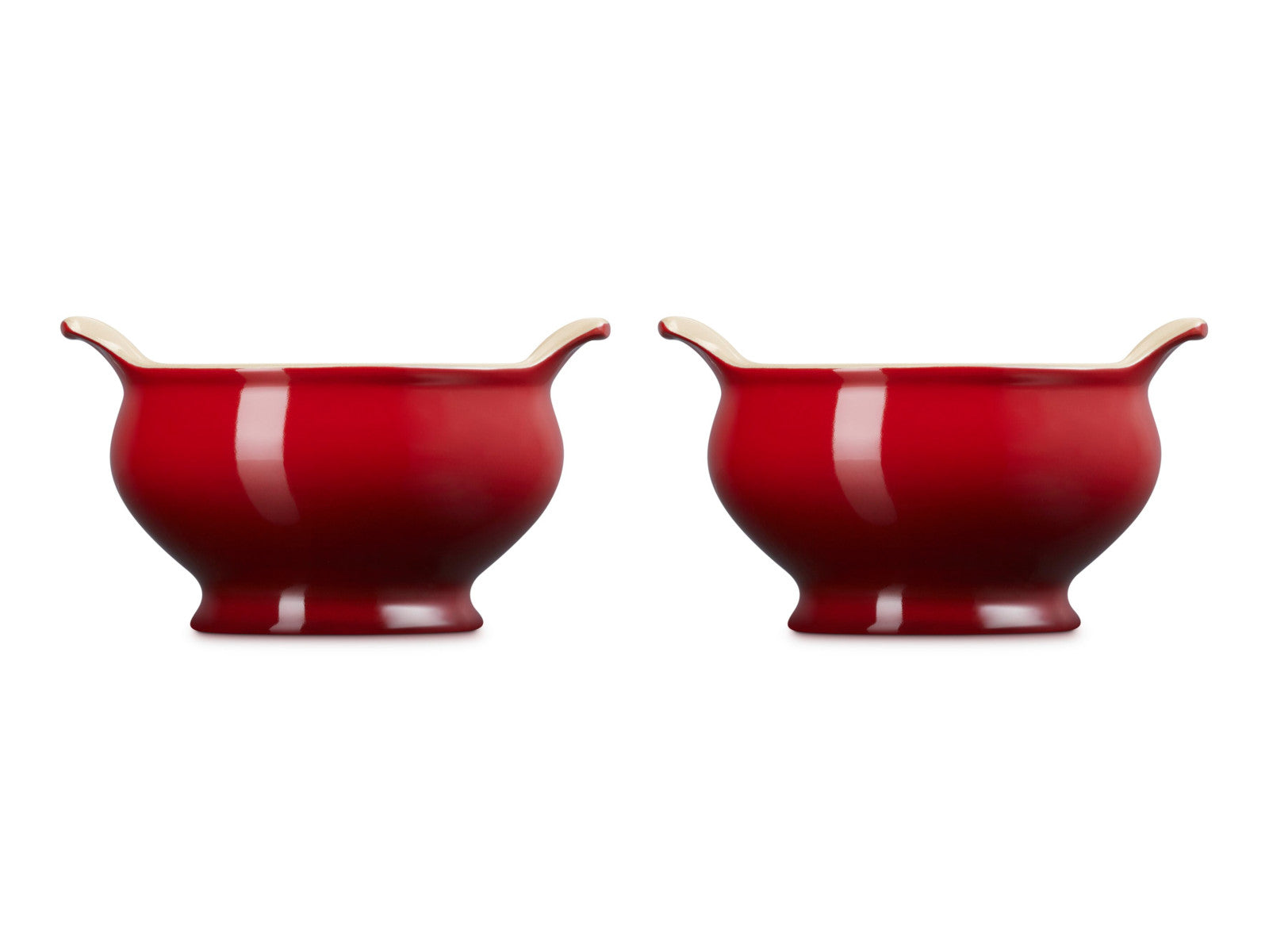Le Creuset Suppenterrine Tradition kirschrot 0,6l 2er Set Freisteller 3