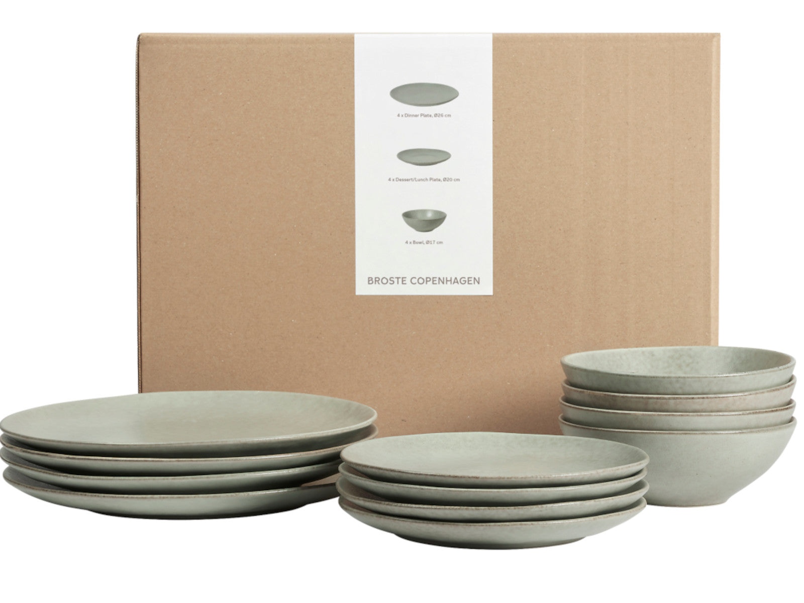 Broste Copenhagen NORDIC MARSH Geschirrset mittag für Vier 12tlg Freisteller 1