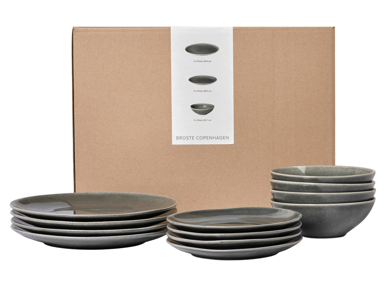 Broste Copenhagen NORDIC RAIN Geschirrset mittag für Vier 12tlg Freisteller 1