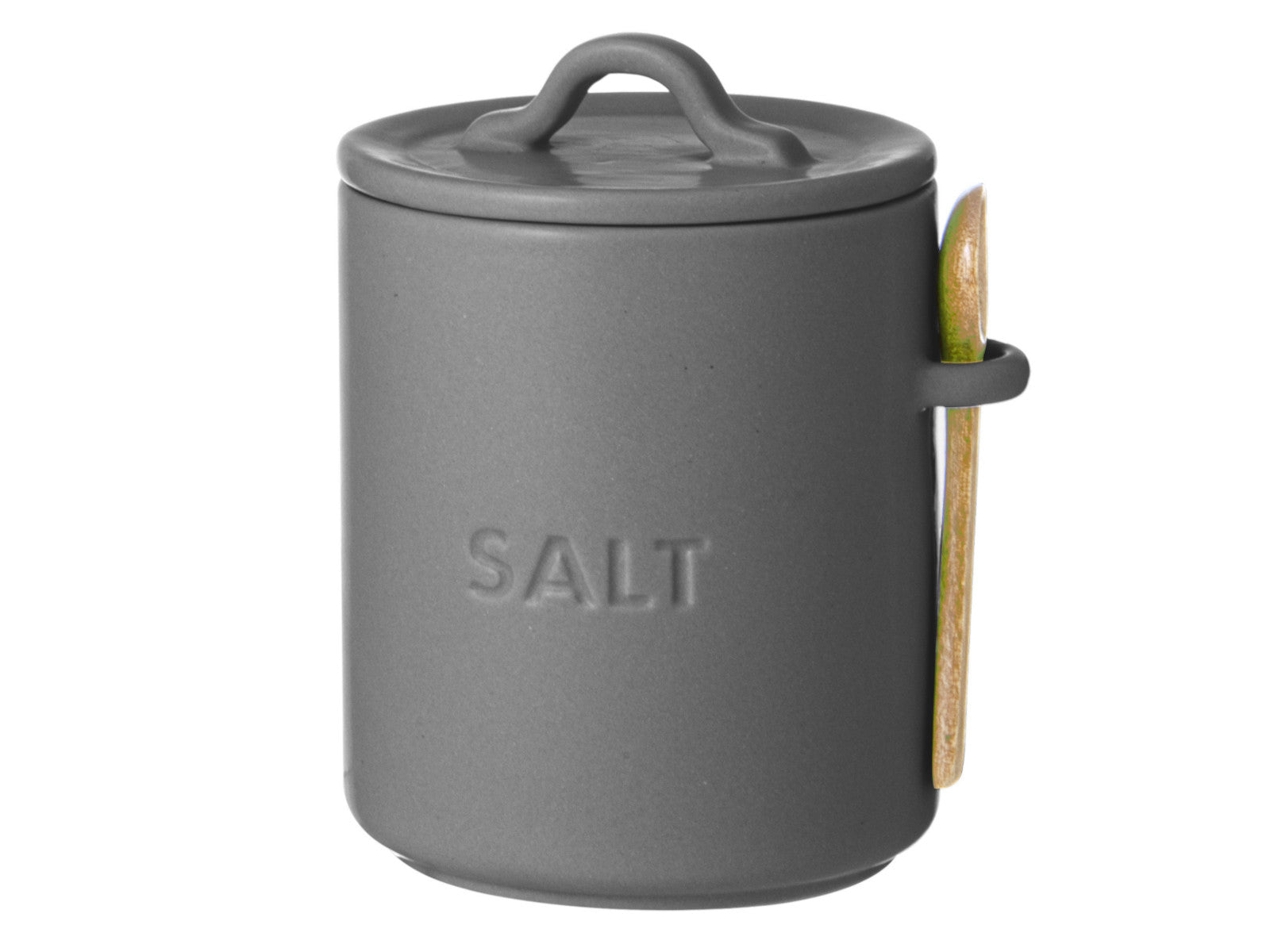 9314689253277 ladelle ESSENTIALS Salztopf anthrazit 10cm Freisteller 1