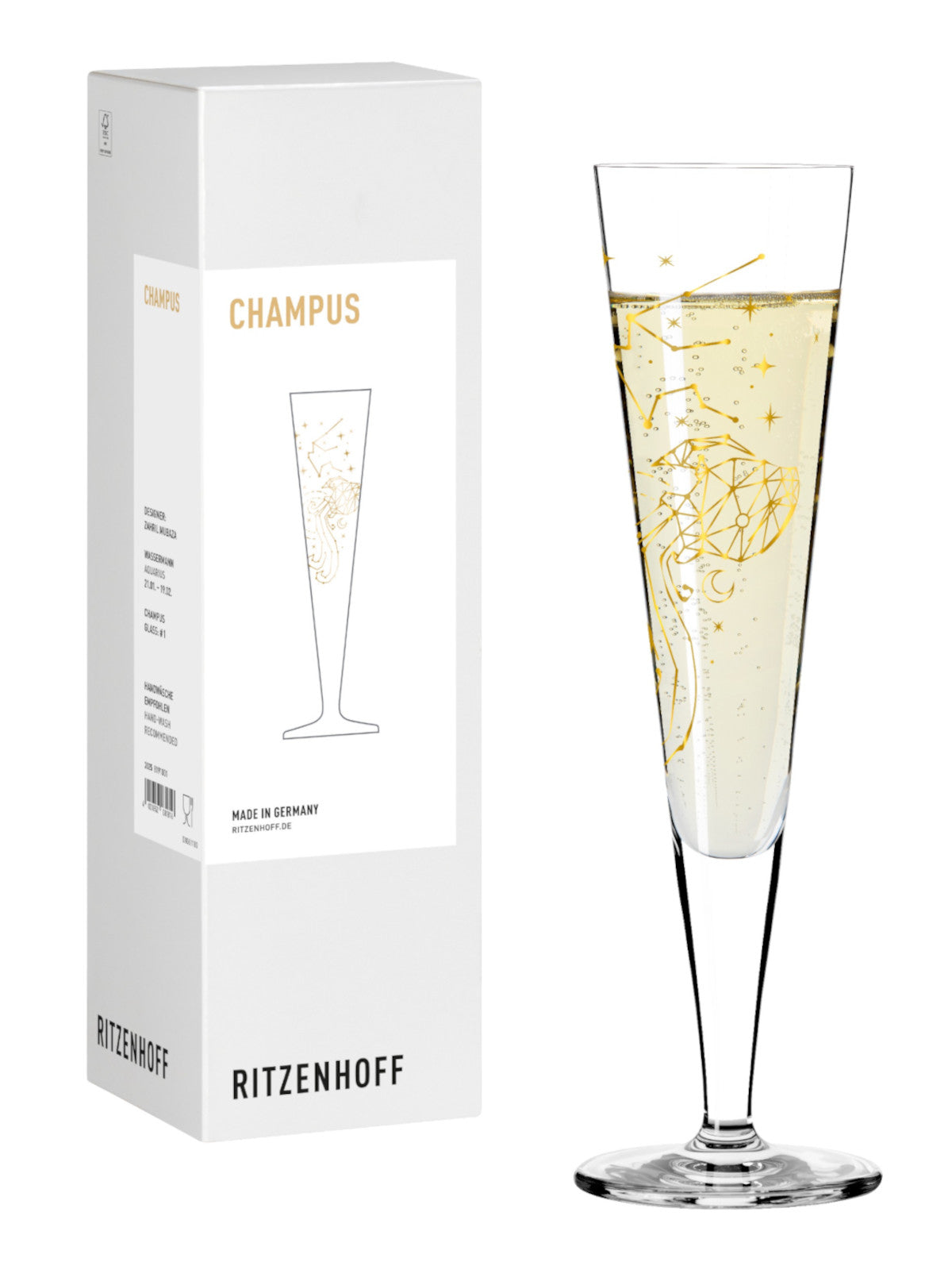 RITZENHOFF Champagnerglas #1 Wassermann (Z. Mubaza) H25 Freisteller 1