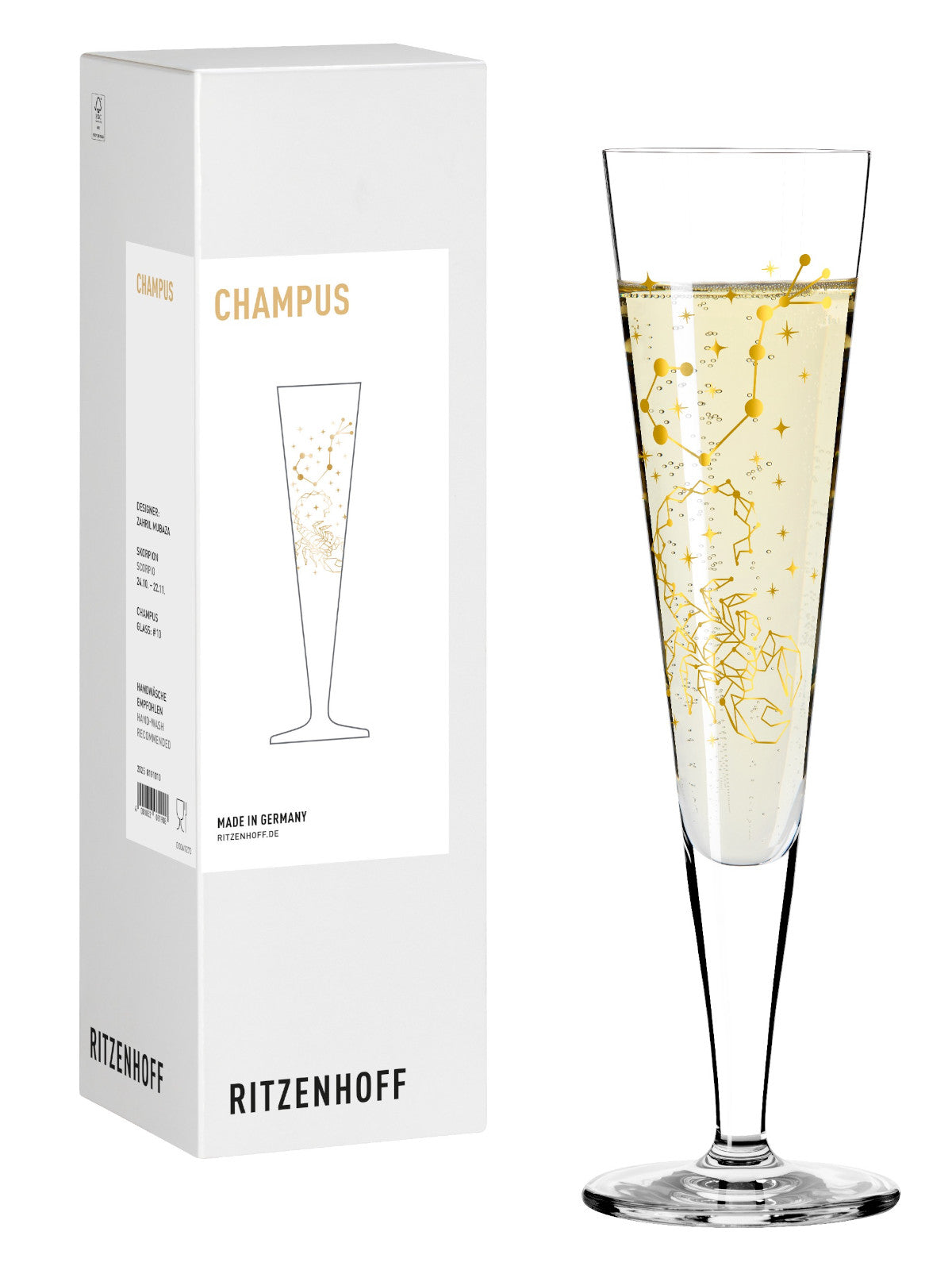 RITZENHOFF Champagnerglas #10 Skorpion (Z. Mubaza) H25 Freisteller 1