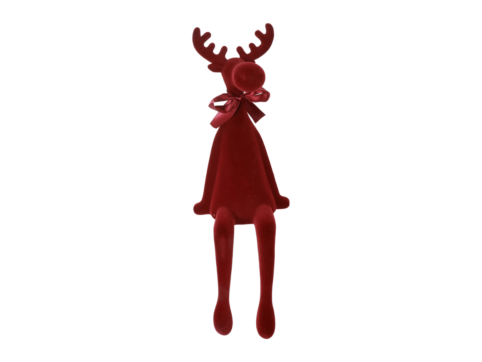 Decostar Rentier sitzend Velvet Adrian XL rot 84cm - Produktbild 1