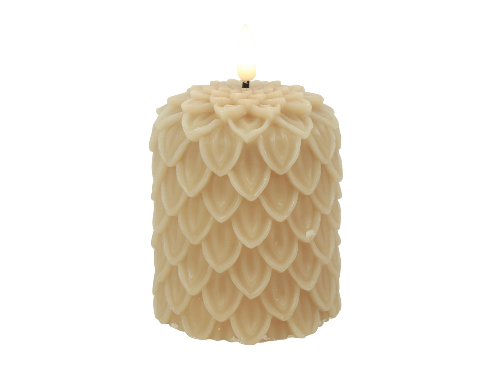 Decostar Tannenzapfen Kerze LED Lyon S beige 10cm - Produktbild 1