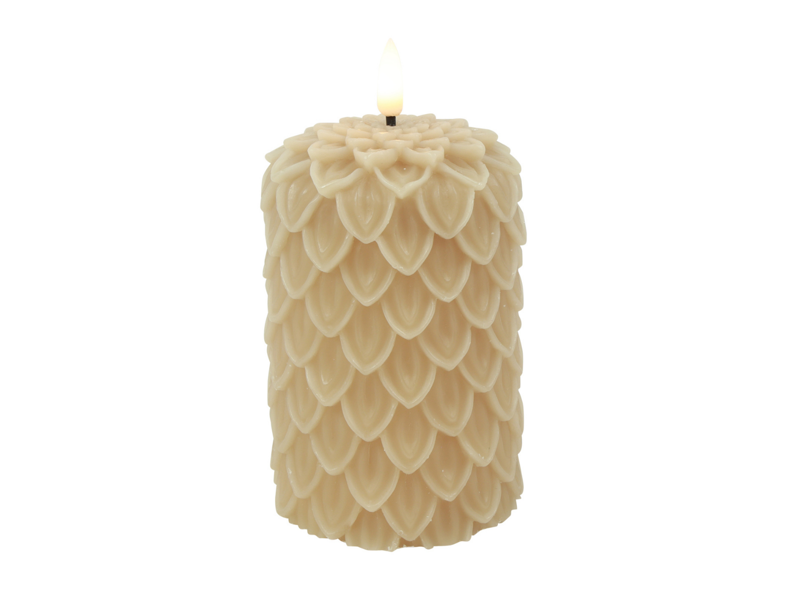 Decostar Tannenzapfen Kerze LED Lyon M beige 12,5cm - Produktbild 1