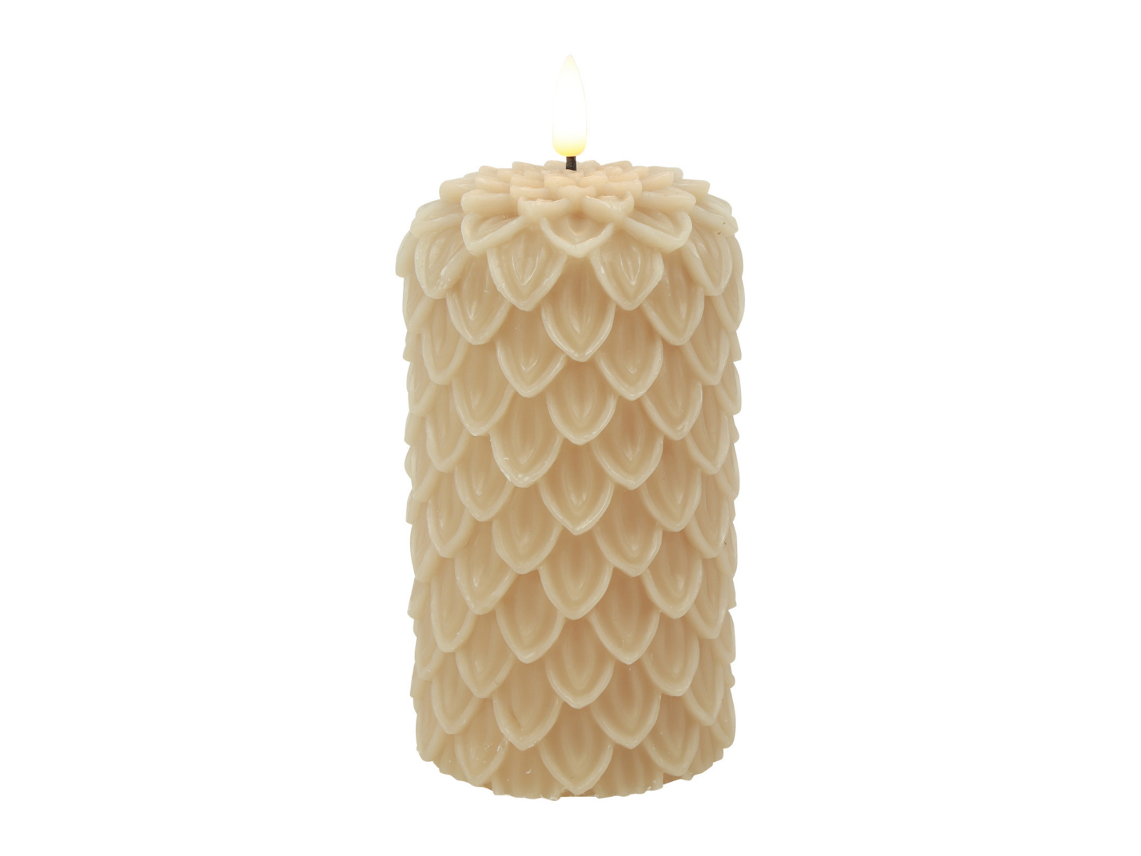 Decostar Tannenzapfen Kerze LED Lyon L beige 15cm - Produktbild 1