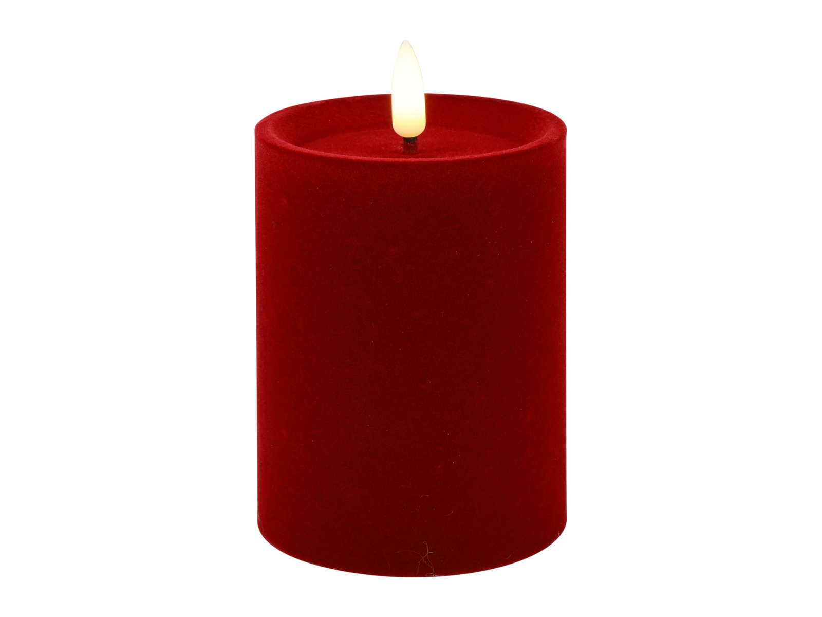 Decostar Stumpenkerze LED Velvet Lyon M rot 10cm - Produktbild 1
