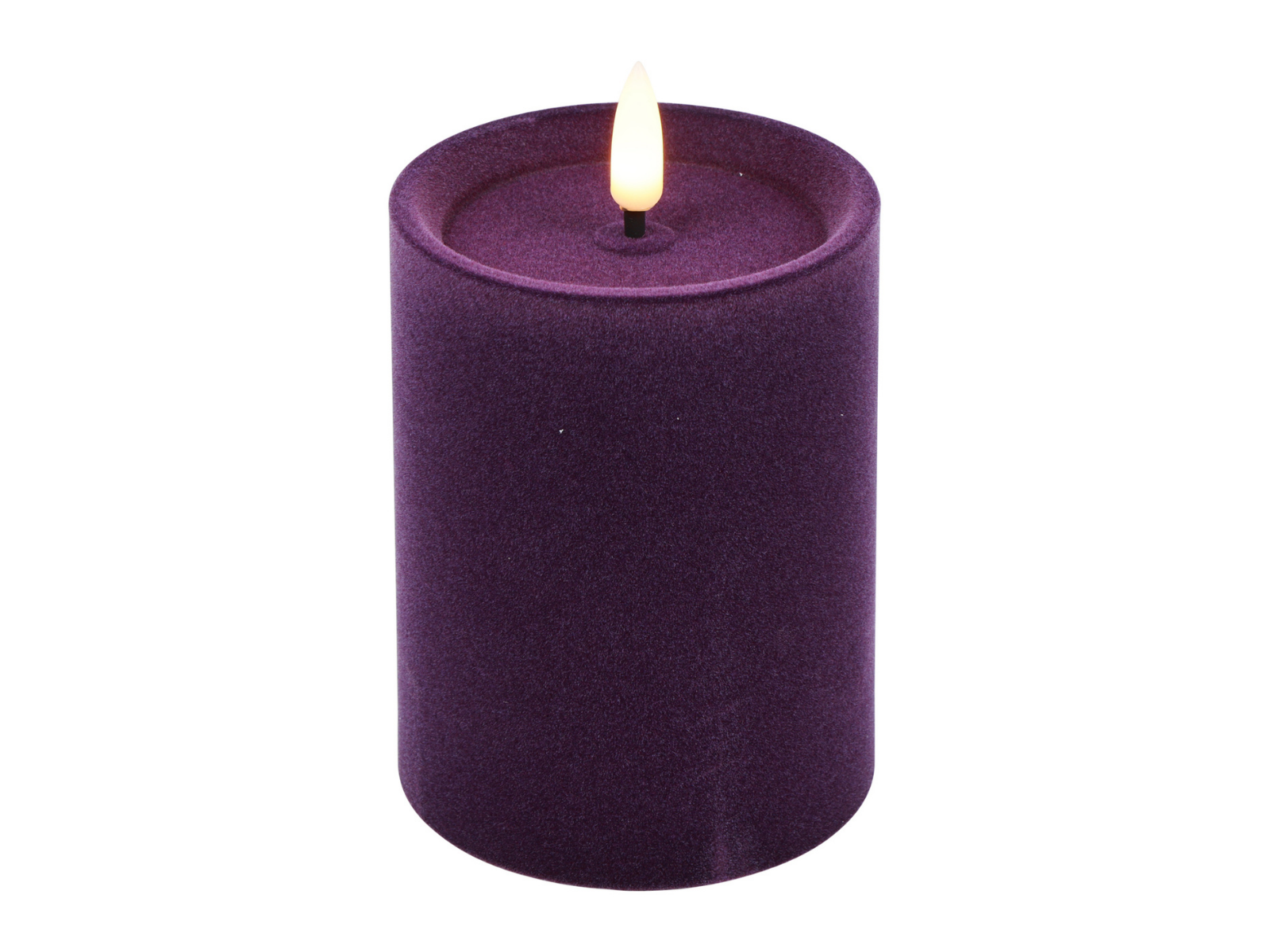 Decostar Stumpenkerze LED Velvet Lyon M purpur 10cm - Produktbild 1