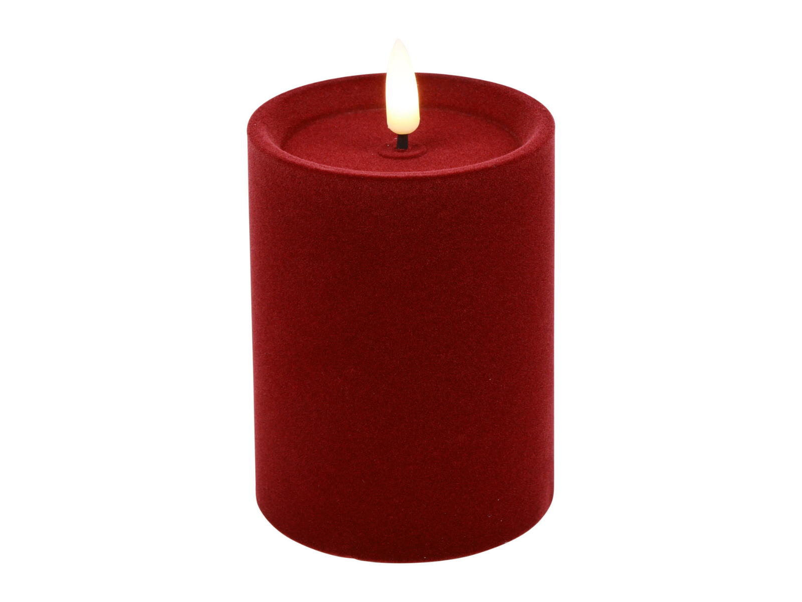 Decostar Stumpenkerze LED Velvet Lyon M dunkelrot 10cm - Produktbild 1